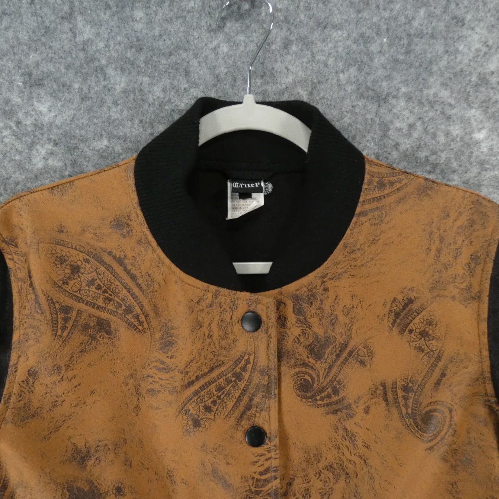 Vintage Cruel Womens Jacket Varsity Coat Brown Black Suede Snap Up M Size M / US 6-8 / IT 42-44 - 2 Thumbnail