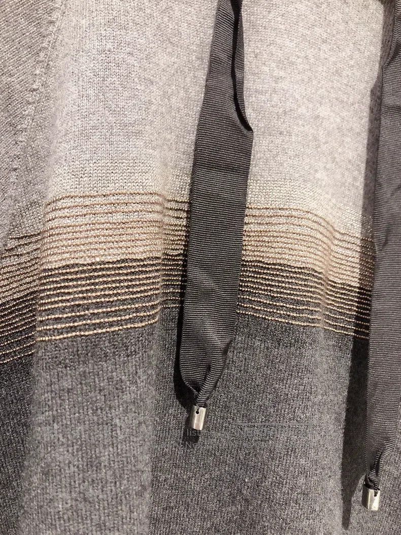 Brunello Cucinelli Brunello Cucinelli Gray and Black Colorblock Hooded Cashme Size XXS / US 00 / IT 34 - 3 Thumbnail