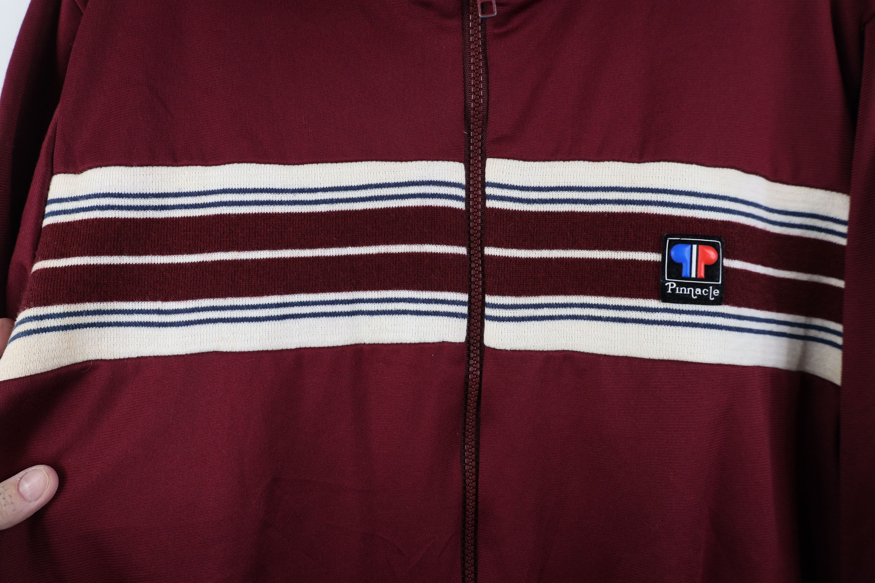 Vintage Vintage 70s Streetwear Warm Up Track Tennis Jacket Burgundy Size US L / EU 52-54 / 3 - 5 Thumbnail