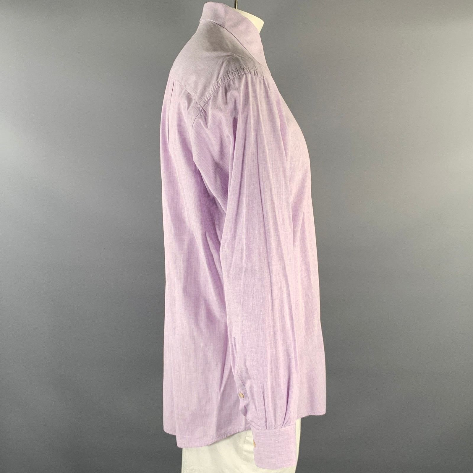 Ermenegildo Zegna ERMENEGILDO ZEGNA XL Purple Lilac Cotton Long Sleeve Shirt Size US XL / EU 56 / 4 - 2 Thumbnail