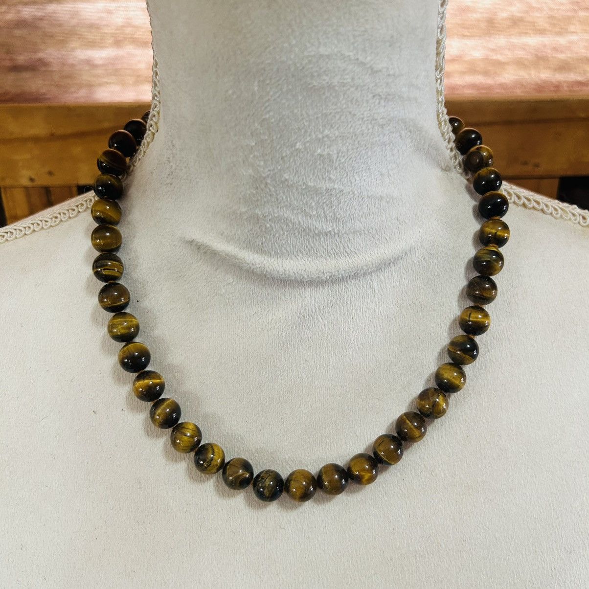 Handmade Handcrafted genuine stone tigers eye beaded necklace Size ONE SIZE - 2 Thumbnail