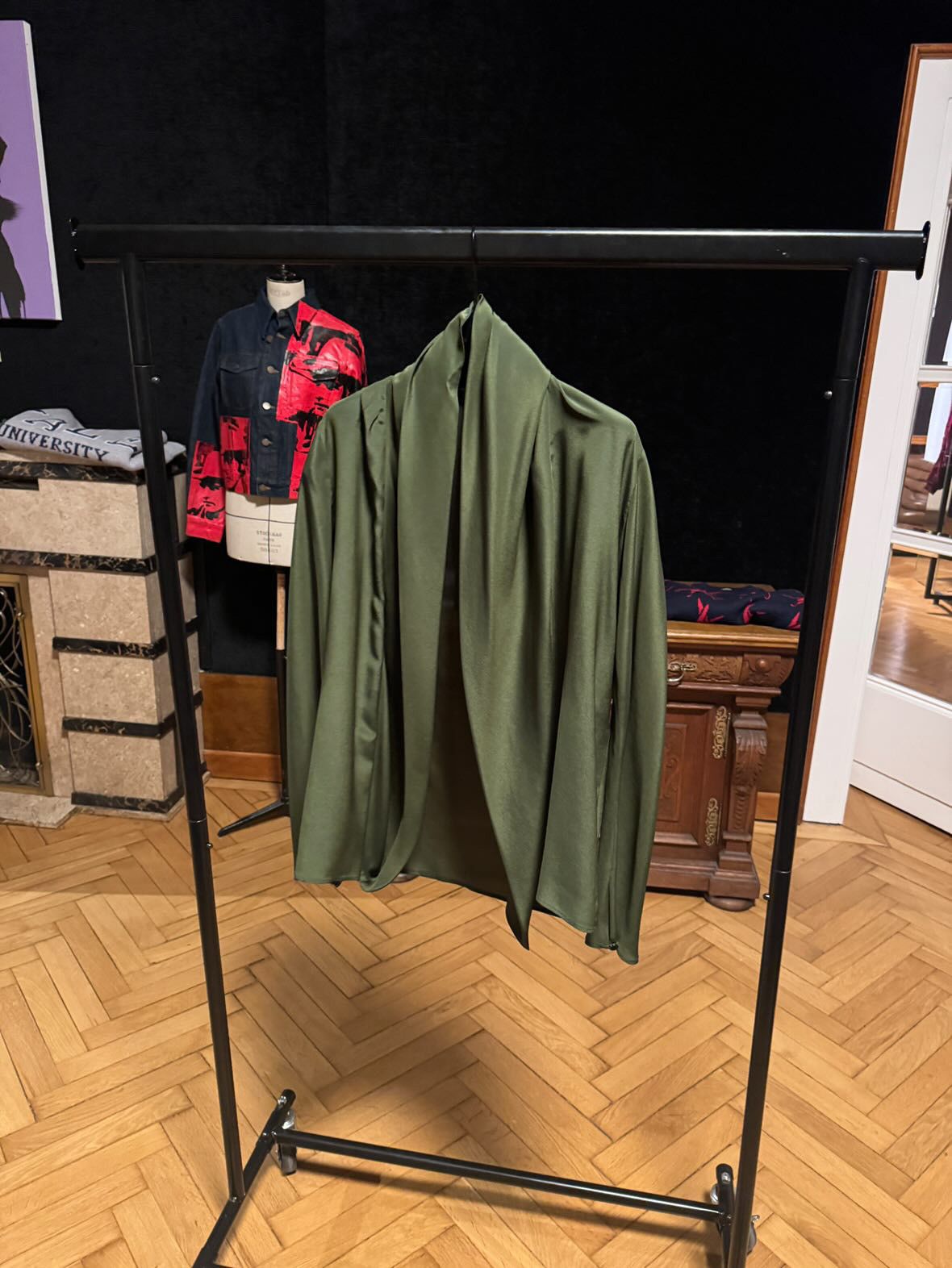 Haider Ackermann Khaki Silk Drape Shirt Size US XS / EU 42 / 0 - 2 Thumbnail