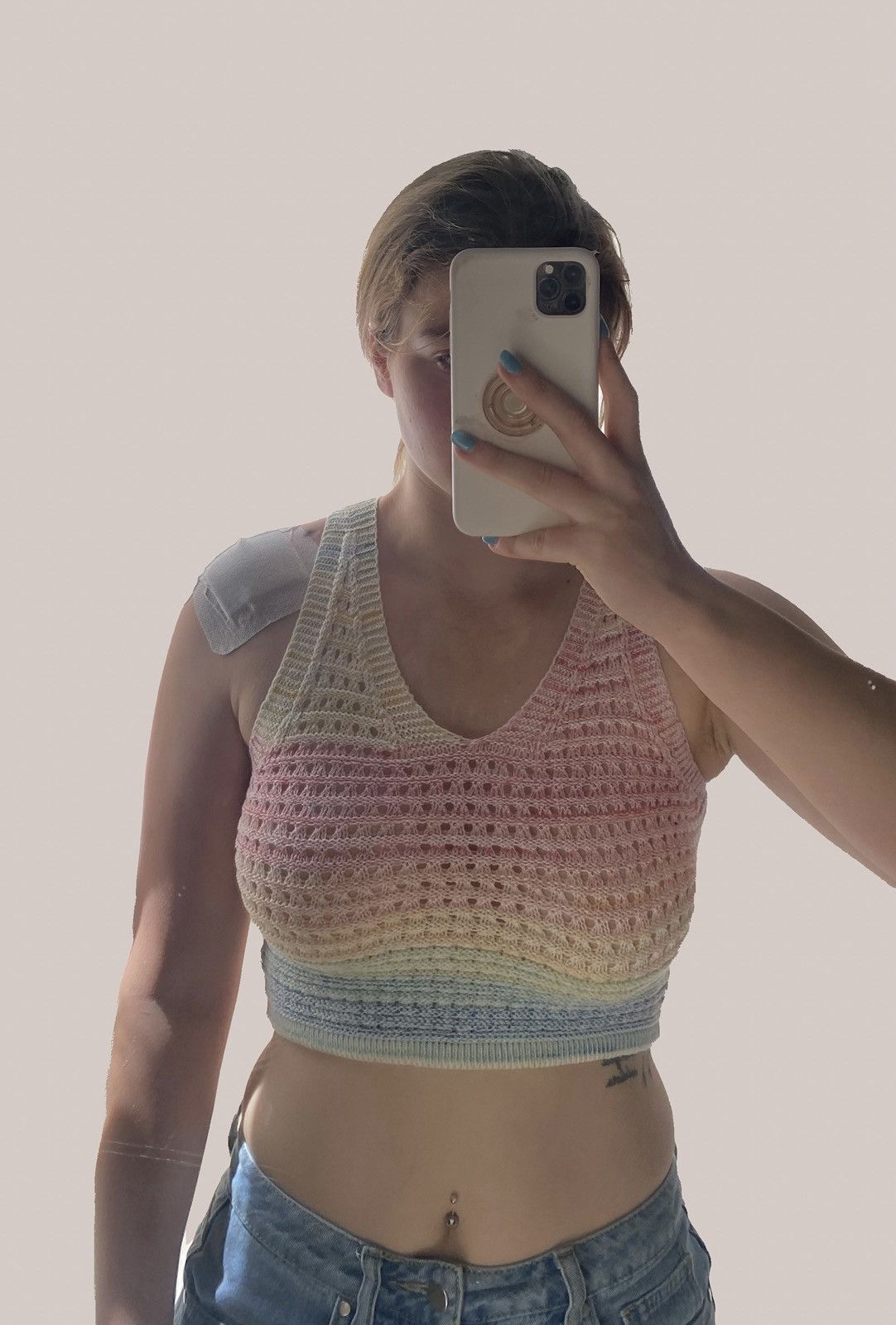 Vintage Rainbow knit crop top Size S / US 4 / IT 40 - 1 Thumbnail