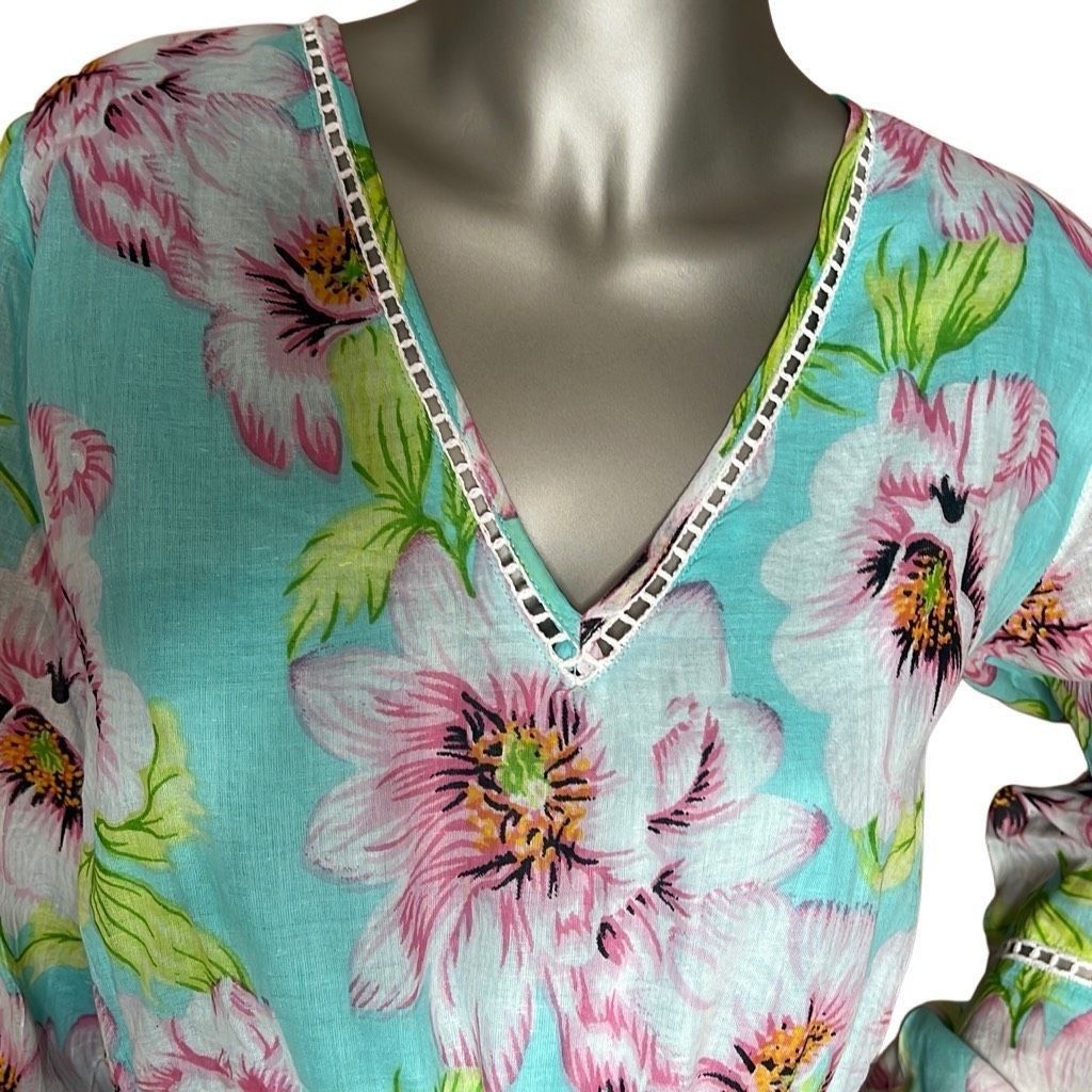 KTZ NWT Debbie Katz Lulu Dress Cotton Bohemian Floral (008) Size S / US 4 / IT 40 - 3 Thumbnail