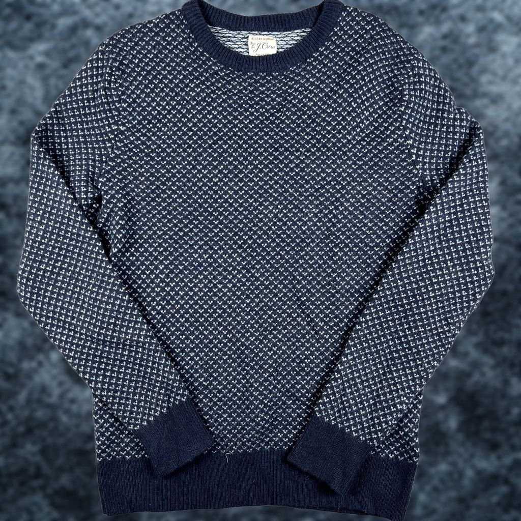 J.Crew J.CREW Rugged Merino Wool Birdseye Crew Pullover Sweater Medium Mens Blue Size US M / EU 48-50 / 2 - 1 Thumbnail