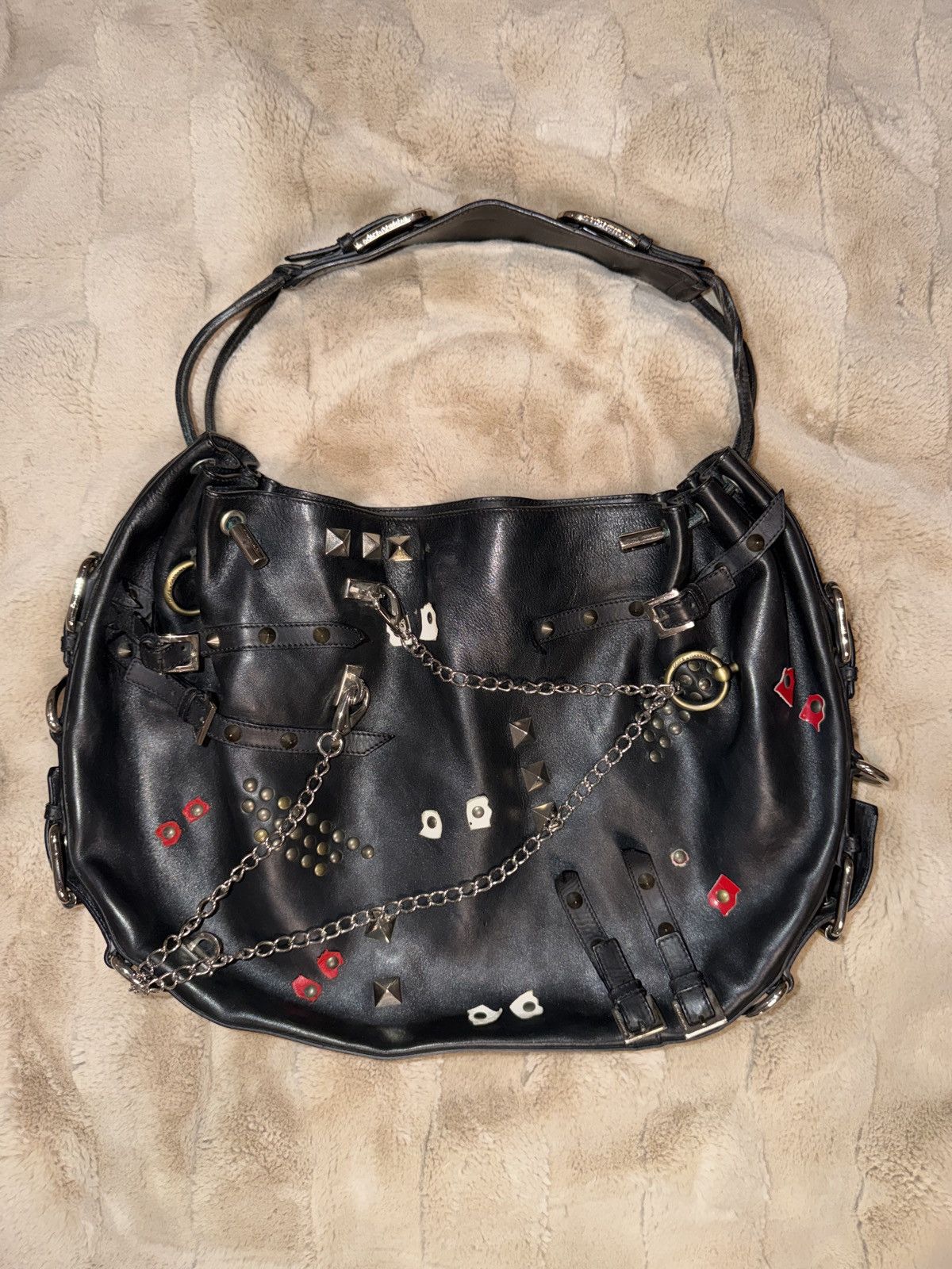 2003 D&G Punk Studded Leather Bag – Chain Detail / Rare