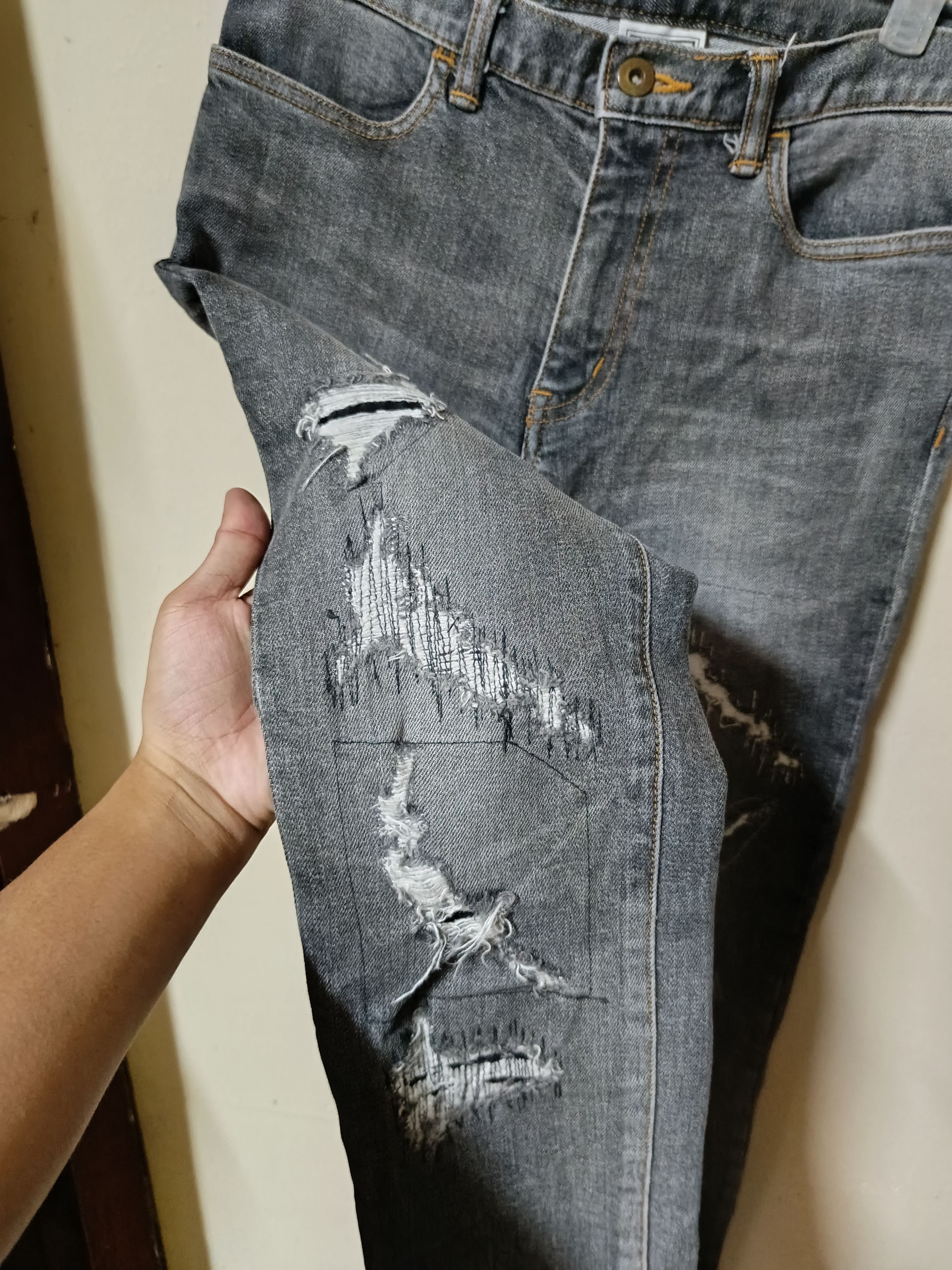 Japanese Brand Punk drunkers ripped style jeans Size 29" - 3 Thumbnail