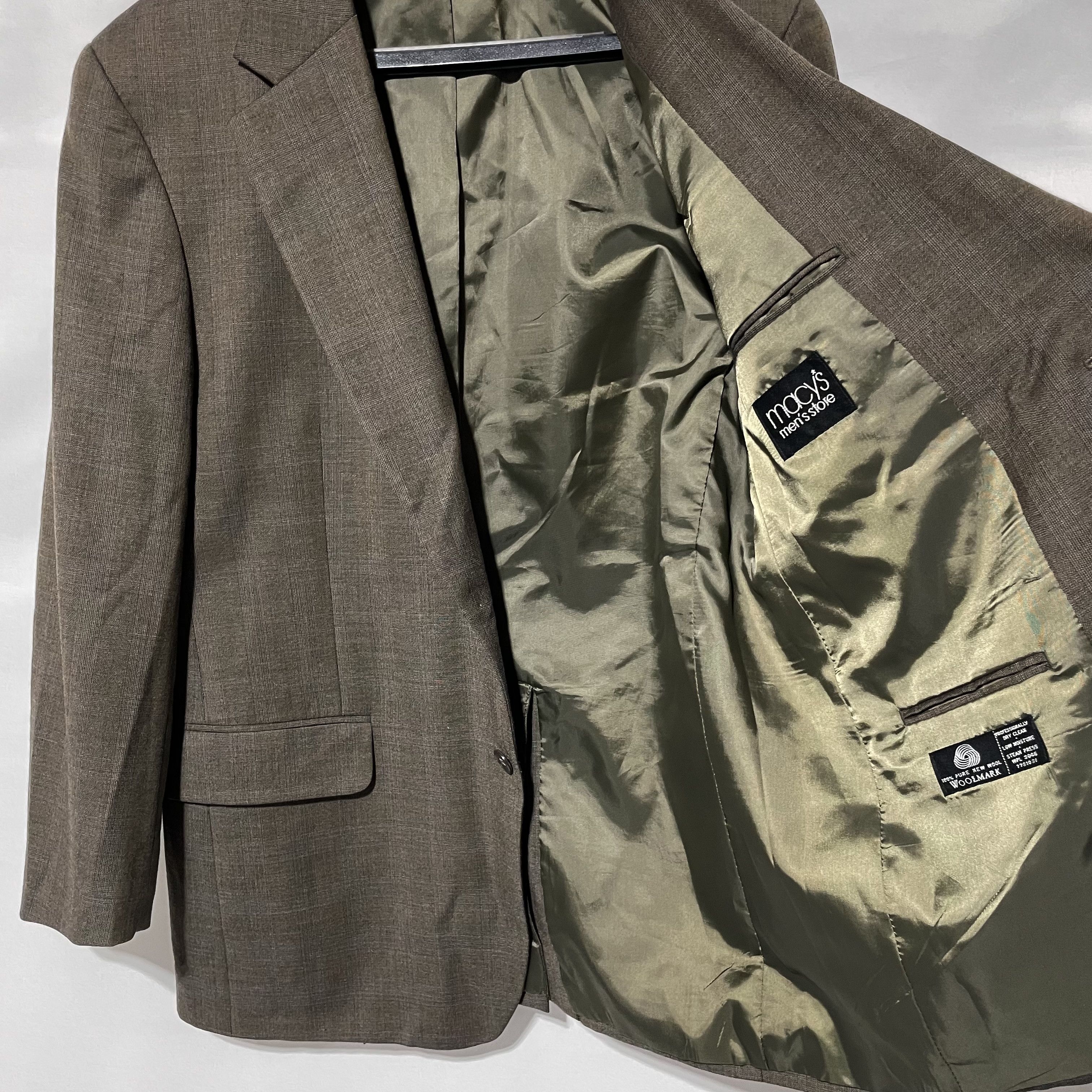 Club Room Club Room 100% Wool Brown Plaid Men's Blazer Size R42 Size 42R - 10 Thumbnail