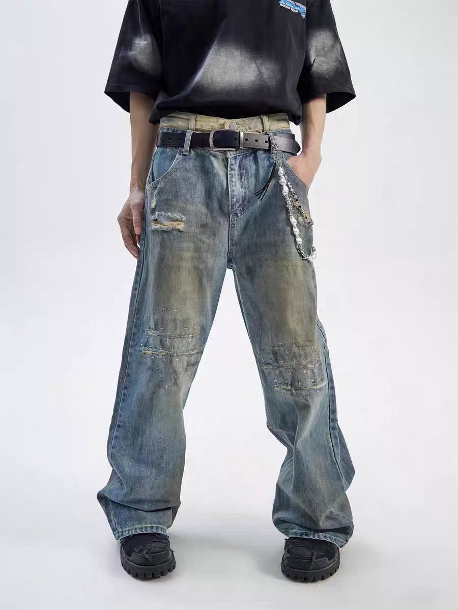 Other Double-waist straight-leg ripped jeans Size US 32 / EU 48 - 2 Thumbnail