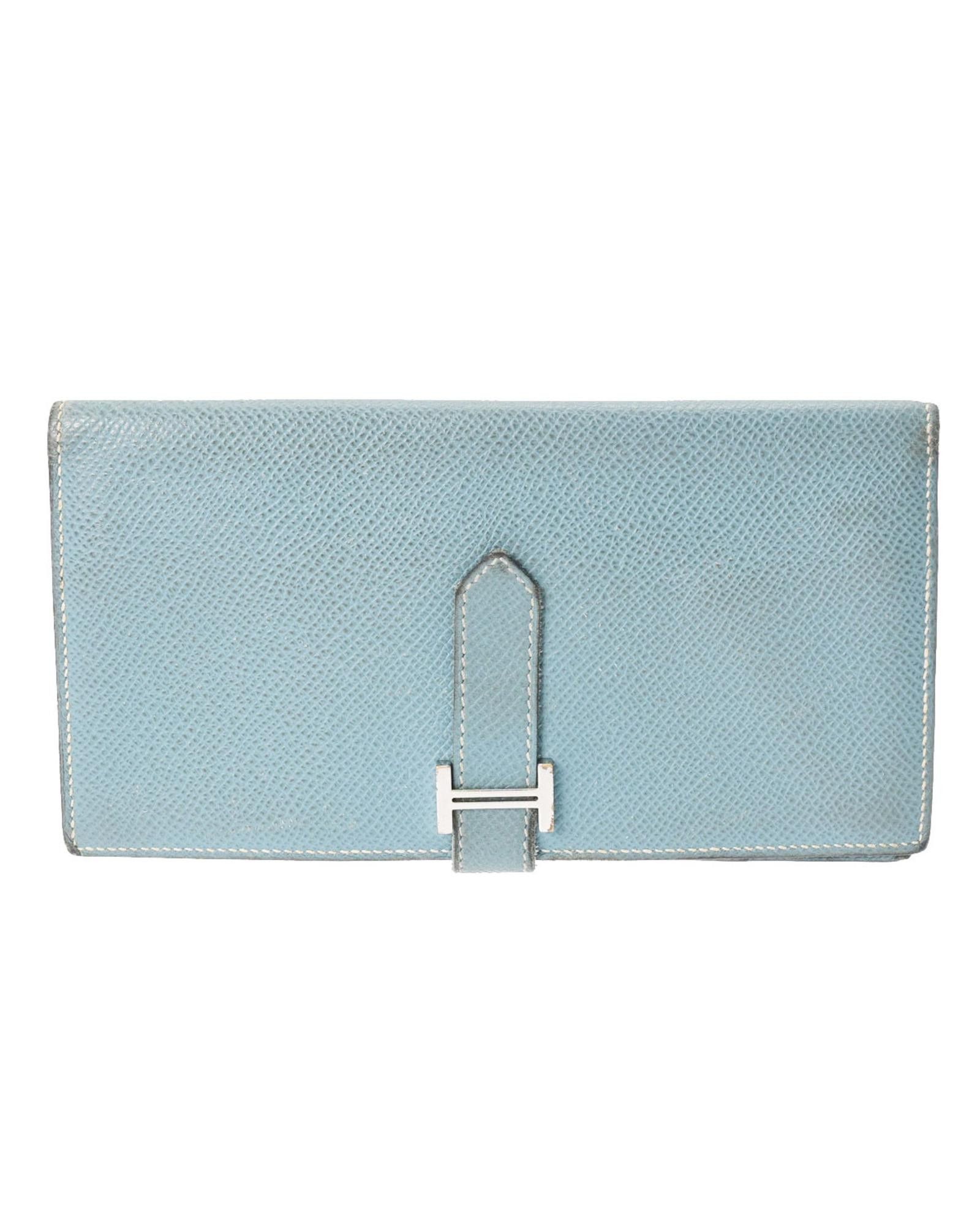 image of Hermes Sophisticated Leather Belt Wallet With Open Closure in Blue, Women's