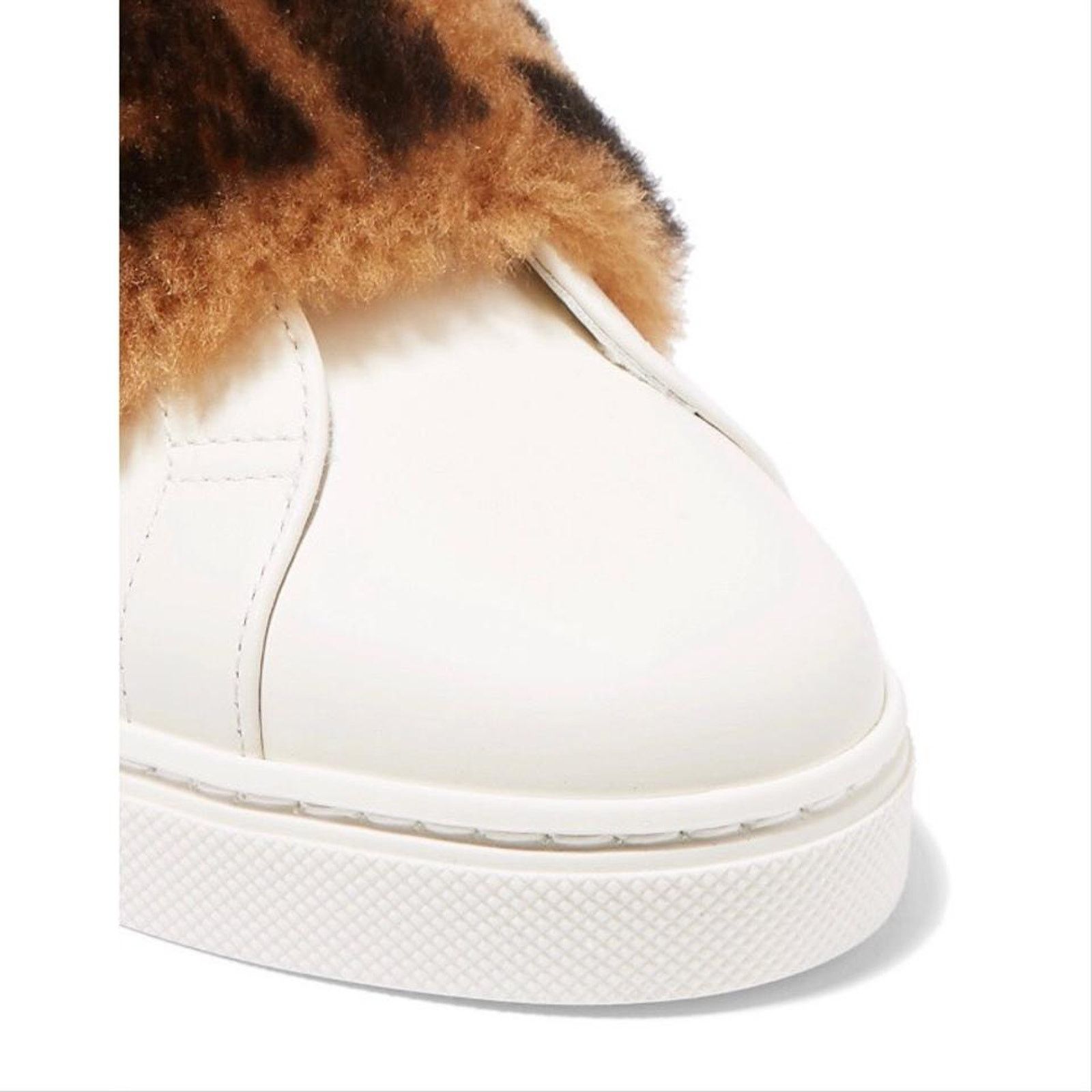 Fendi FENDI FF logo motif shearling fur panel leather sneakers Size US 5.5 / IT 35.5 - 5 Thumbnail