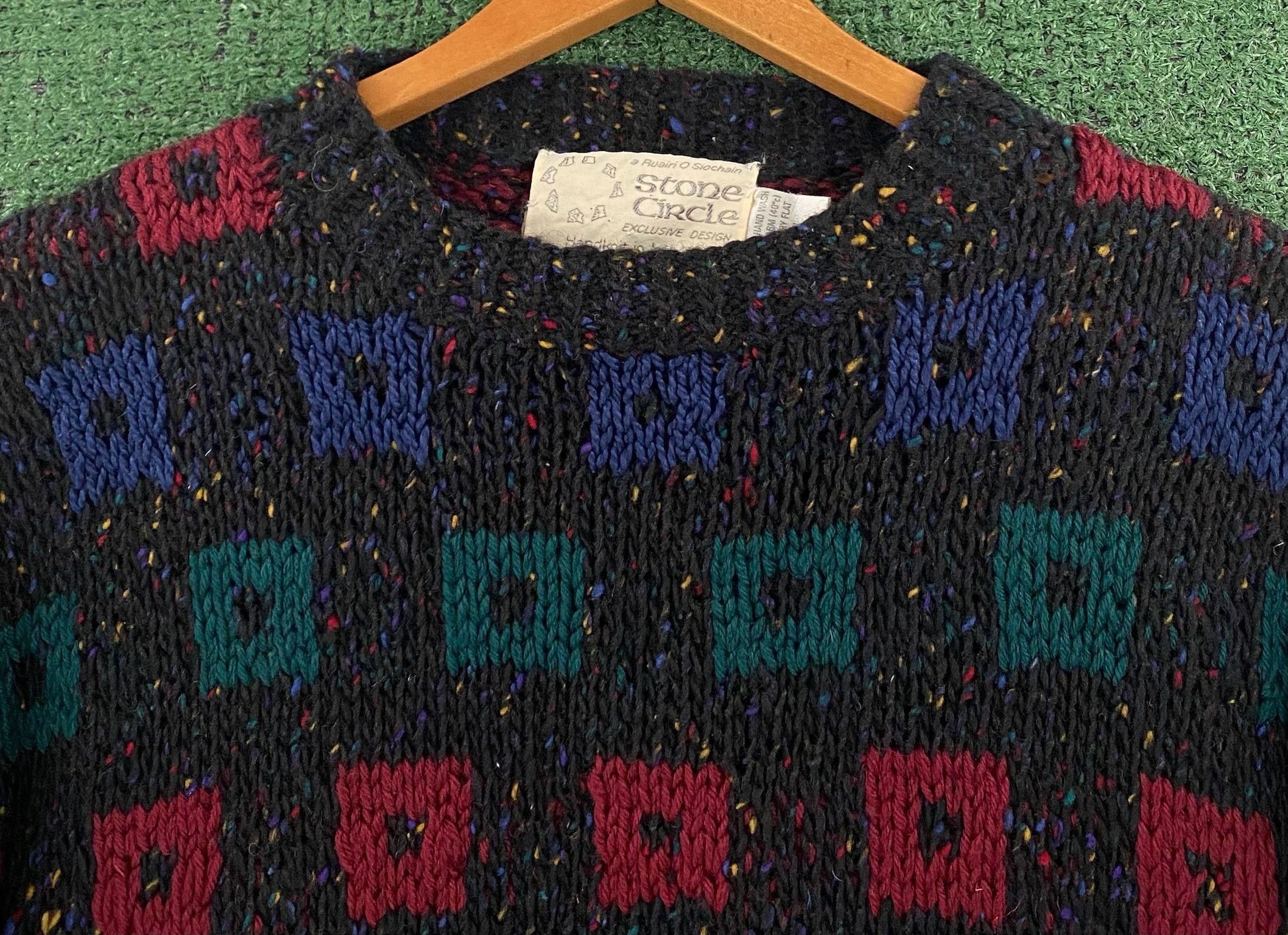 Vintage 90’s Stone Circle 100% Wool Handknit Sweater Medium Size M / US 6-8 / IT 42-44 - 2 Thumbnail