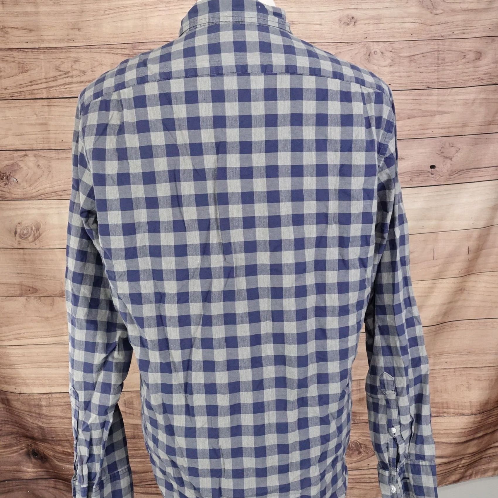 J.Crew J.CREW MERCANTILE FLEX BLUE GREY CHECK BUTTON-DOWN SHIRT MENS SIZE L LARGE Size US L / EU 52-54 / 3 - 4 Thumbnail