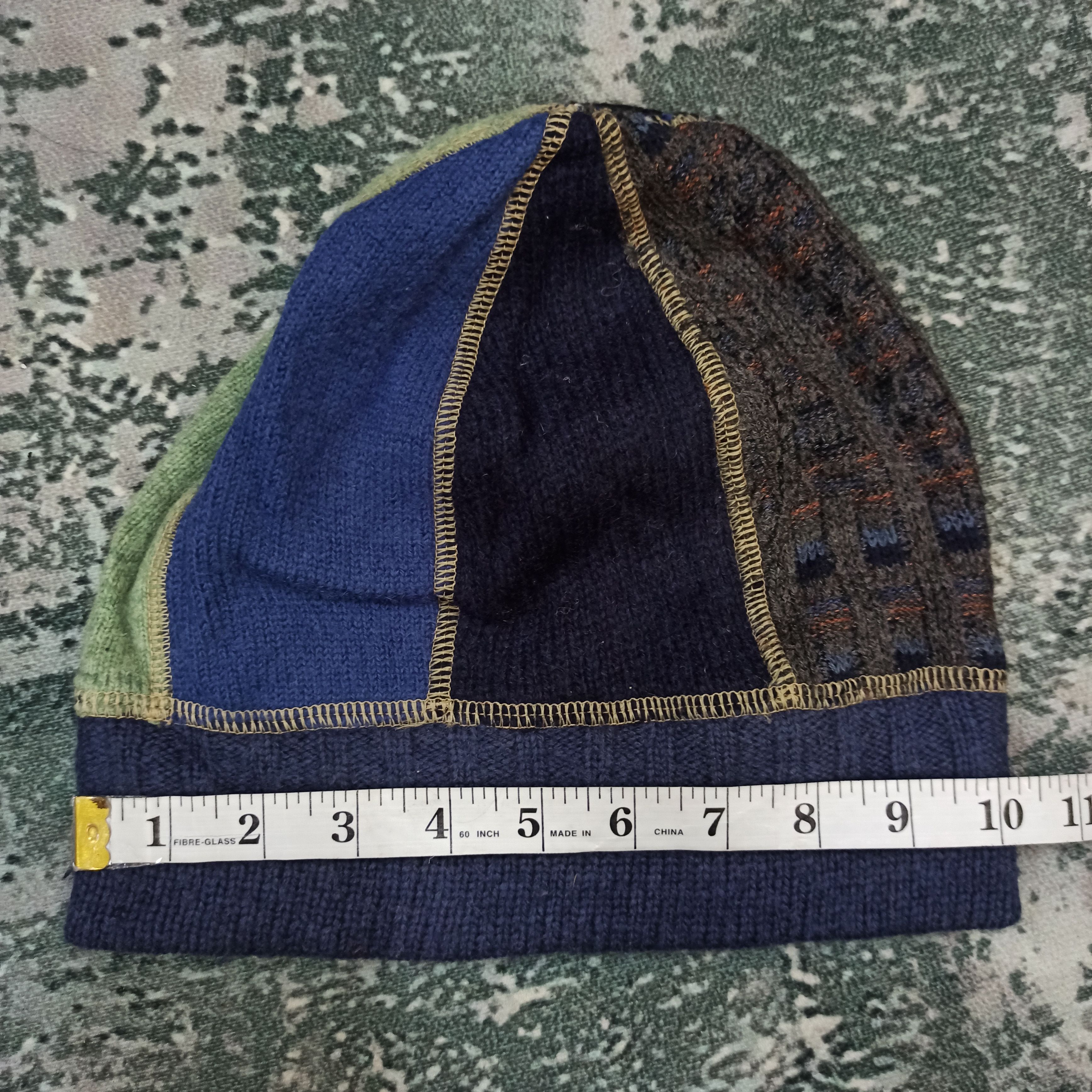 Other Blue lug Beanie hat Made in USA patchwork wool Size ONE SIZE - 3 Thumbnail