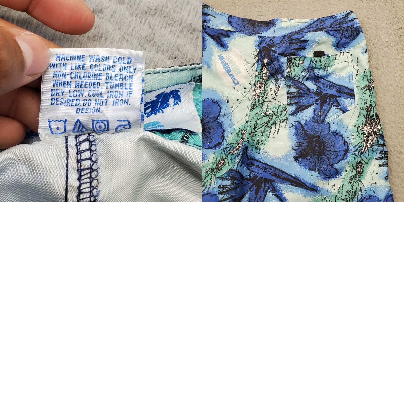 Vintage Caribbean Blues Board Short Mens Size 34 Multi Floral Swimwear Lace Up Front Shirt Size US 34 / EU 50 - 8 Thumbnail