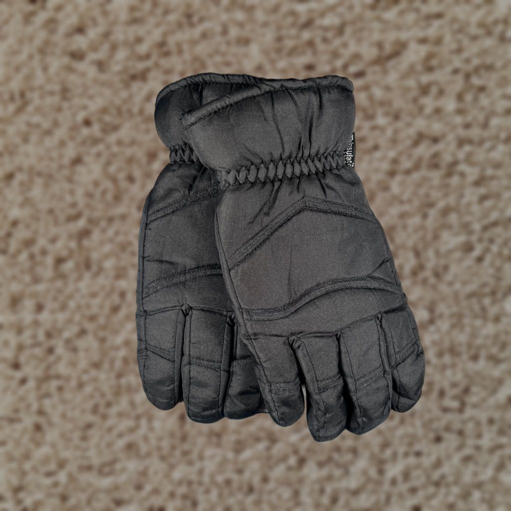 Vintage Thinsulate Glove One Size Black Polyester Insulated Waterproof Warm Wrist Men Ski Winter Size ONE SIZE - 1 Thumbnail
