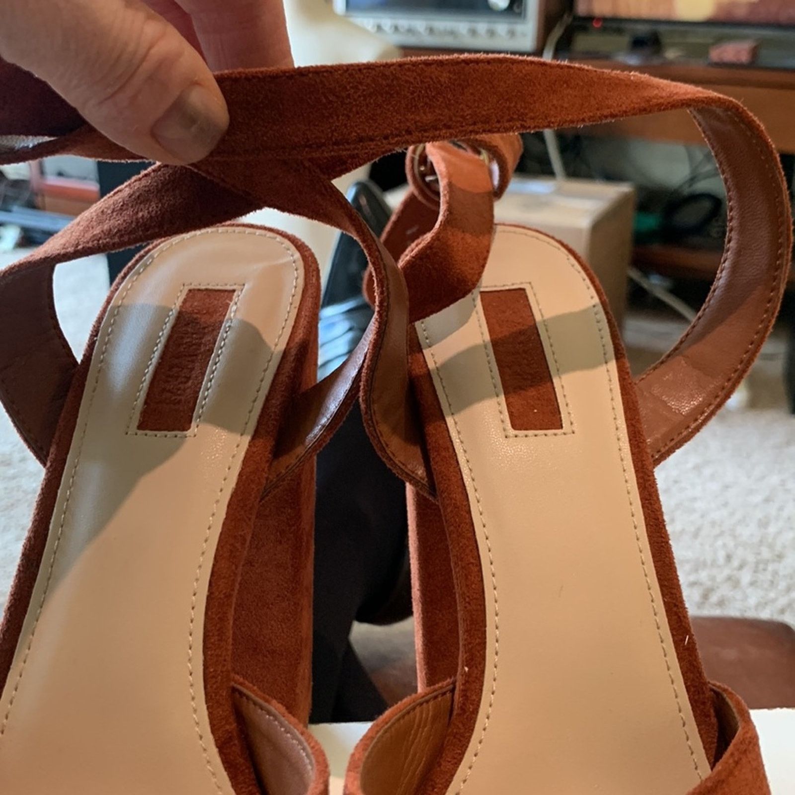 Vintage 70’s platform rust brown vegan faux suede sandals Size US 10 / IT 40 - 5 Thumbnail