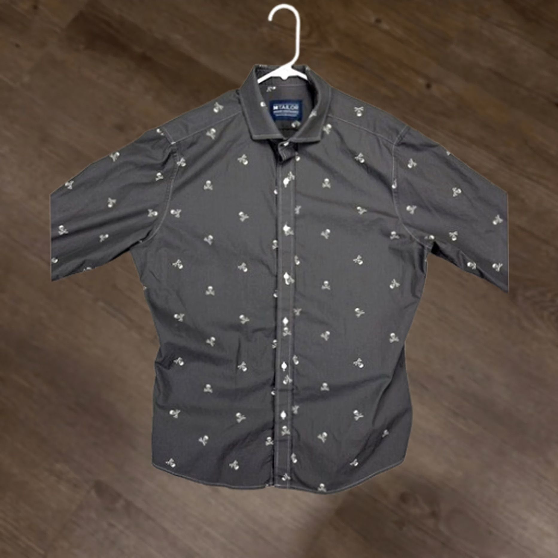 Tom Tailor VINTAGE M Tailor Shirt Adult Medium Grey Skulls Button Down Long Sleeve 100% Cotton Mens Size US M / EU 48-50 / 2 - 1 Thumbnail