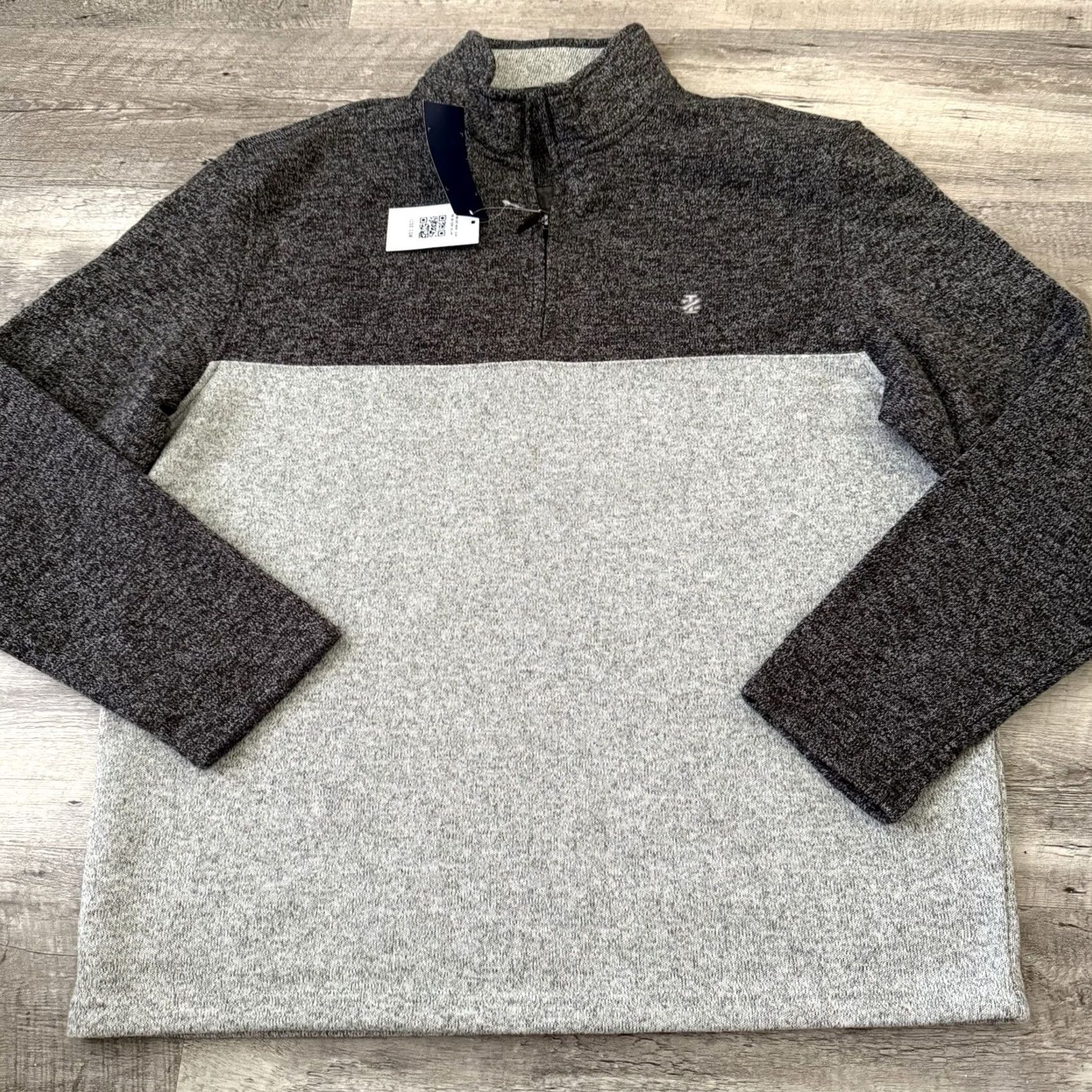 Izod IZOD Sweater 1/4 Zip Mens XL Gray Long Sleeve Knit Polyester Thermal Tech Size US XL / EU 56 / 4 - 7 Thumbnail