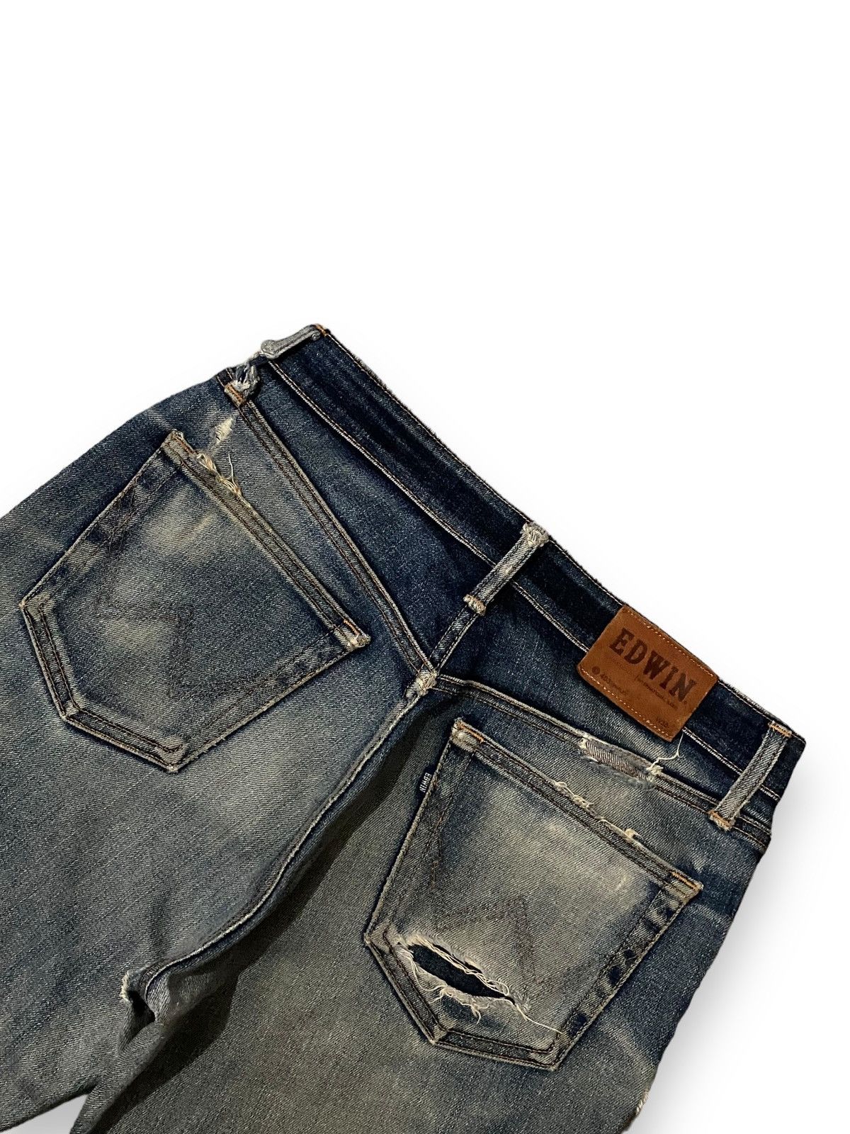 Vintage Edwin 403 W-Flex Dirty Washed Distress Straight Cut