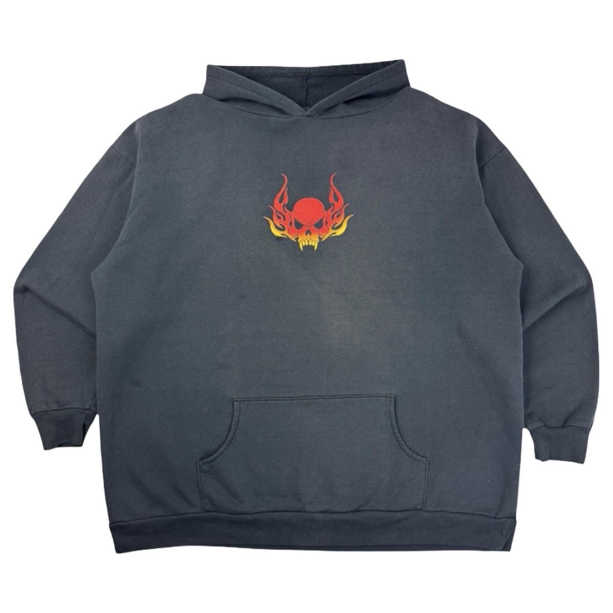 Vintage Vintage Nu-Metal Tribal Flame Skull Skate Punk Surf Hoodie Size US XXL / EU 58 / 5 - 1 Thumbnail