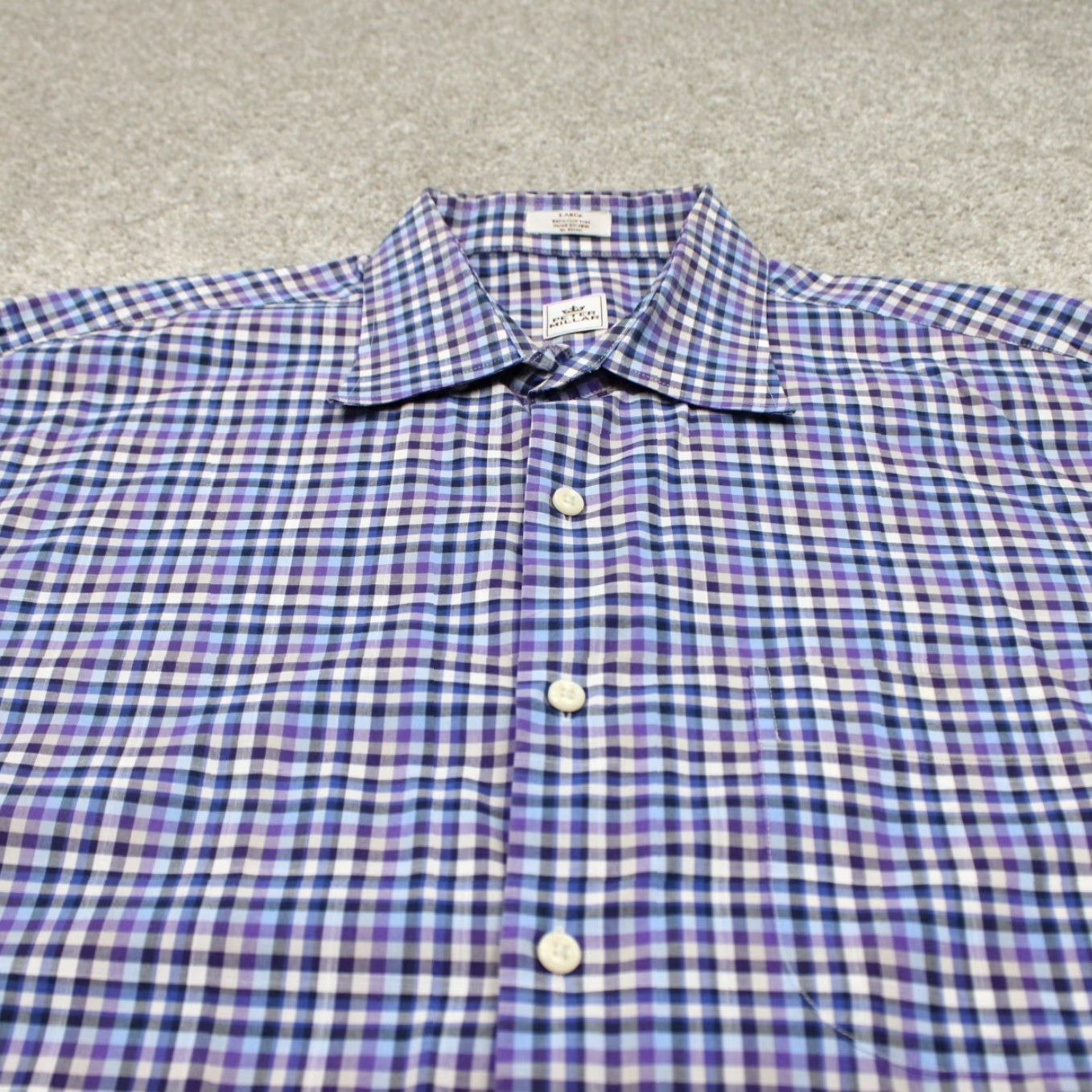 Peter Millar Peter Millar Shirt Mens Large Blue/Purple/Black/White 100% Cotton L/S Button Up Size US L / EU 52-54 / 3 - 5 Thumbnail