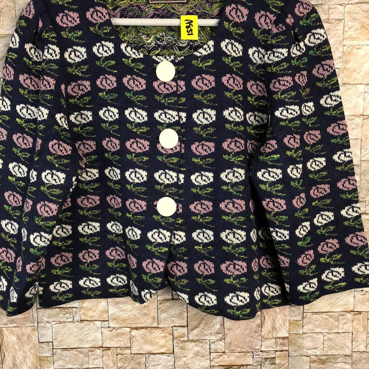 Homespun Knitwear × Japanese Brand Loyoko Saito Purple art cardigan Knitwear #A851 Size S / US 4 / IT 40 - 3 Thumbnail