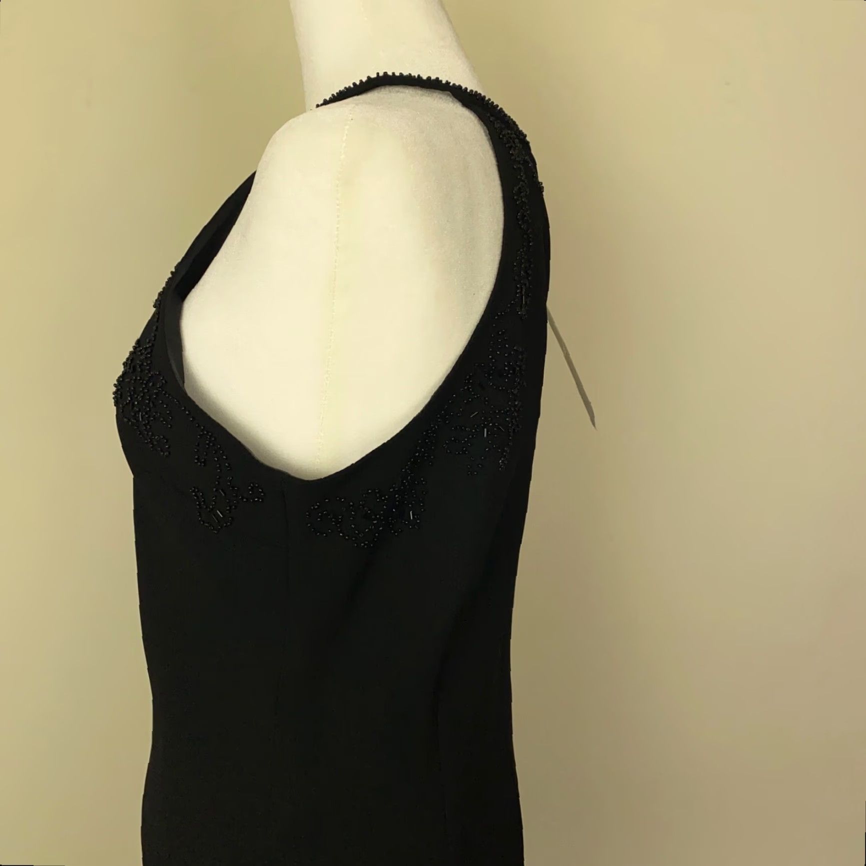 Vintage Leslie Fay Dress Womens Size 10 Black Sleeveless Beaded Fit Flare Above Knee Size L / US 10 / IT 46 - 6 Thumbnail