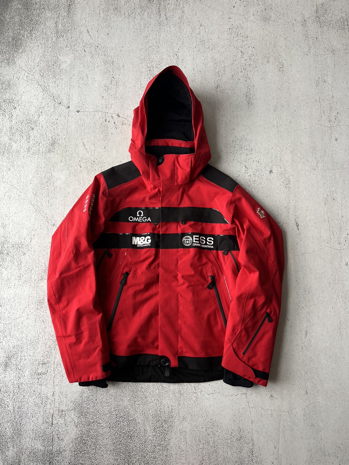 image of Designer Moncler Grenoble High Perfomance Aw 19/20 Logo Ski Jacket in Red, Men's (Size Small)