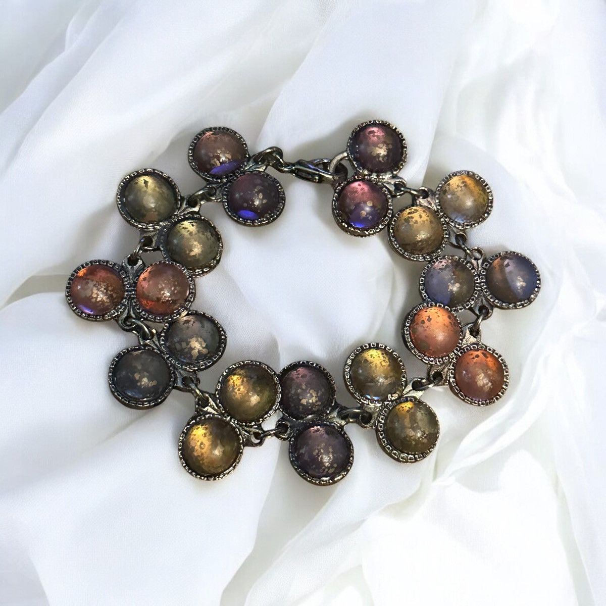 Other Bronze tone multi color cabochon stone link bracelet Size ONE SIZE - 1 Thumbnail