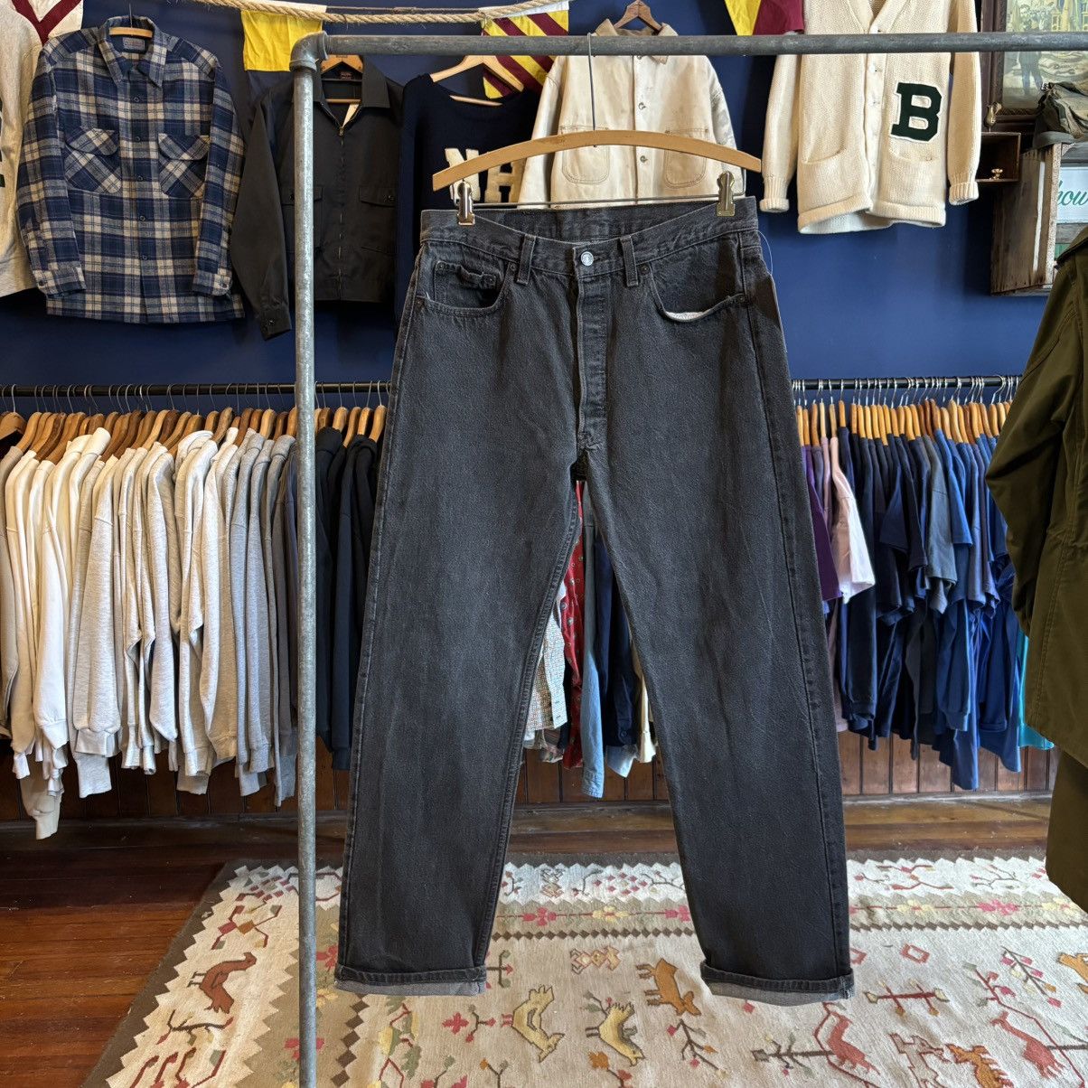 Levi's × Vintage Vintage 1990s Levi’s 501xx Black Faded Denim Pants USA Made Size US 34 / EU 50 - 1 Thumbnail