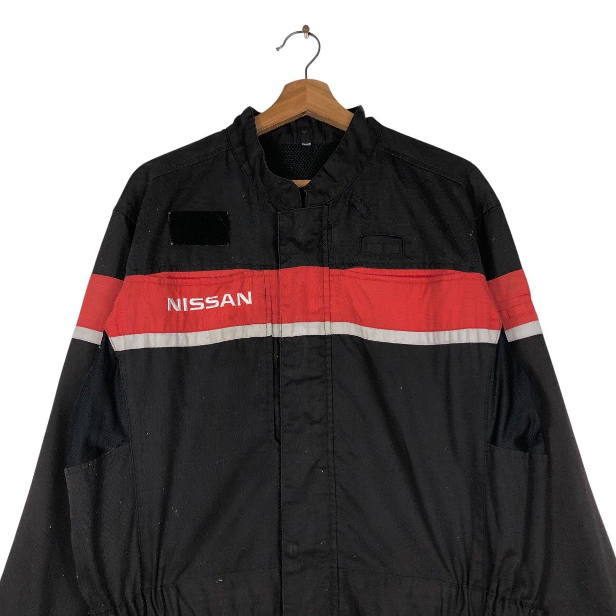 Japanese Brand 📌Vintage Overall Worker Racing Nissan Big Logo Spell Out Size US 38 / EU 54 - 4 Thumbnail