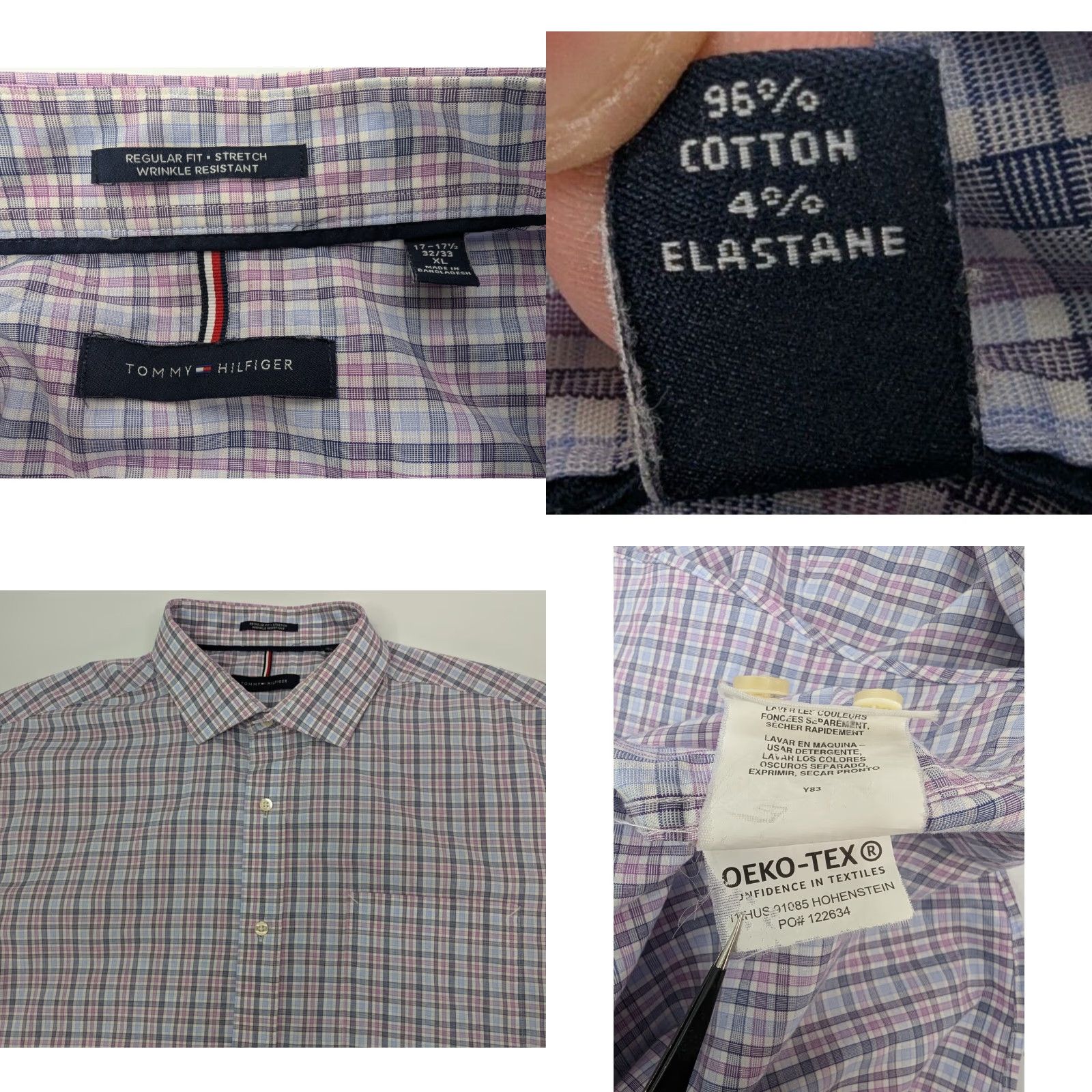 Tommy Hilfiger Tommy Hilfiger Purple Plaid Shirt XL Regular Fit Button-Down wrinkle Resistant Casual Dress Shirt Mens Regular Fit Shirt Size US XL / EU 56 / 4 - 8 Thumbnail