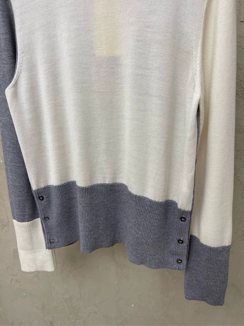 Thom Browne Thom browne Beige gray stitching neckline four-striped wool Size US M / EU 48-50 / 2 - 4 Thumbnail
