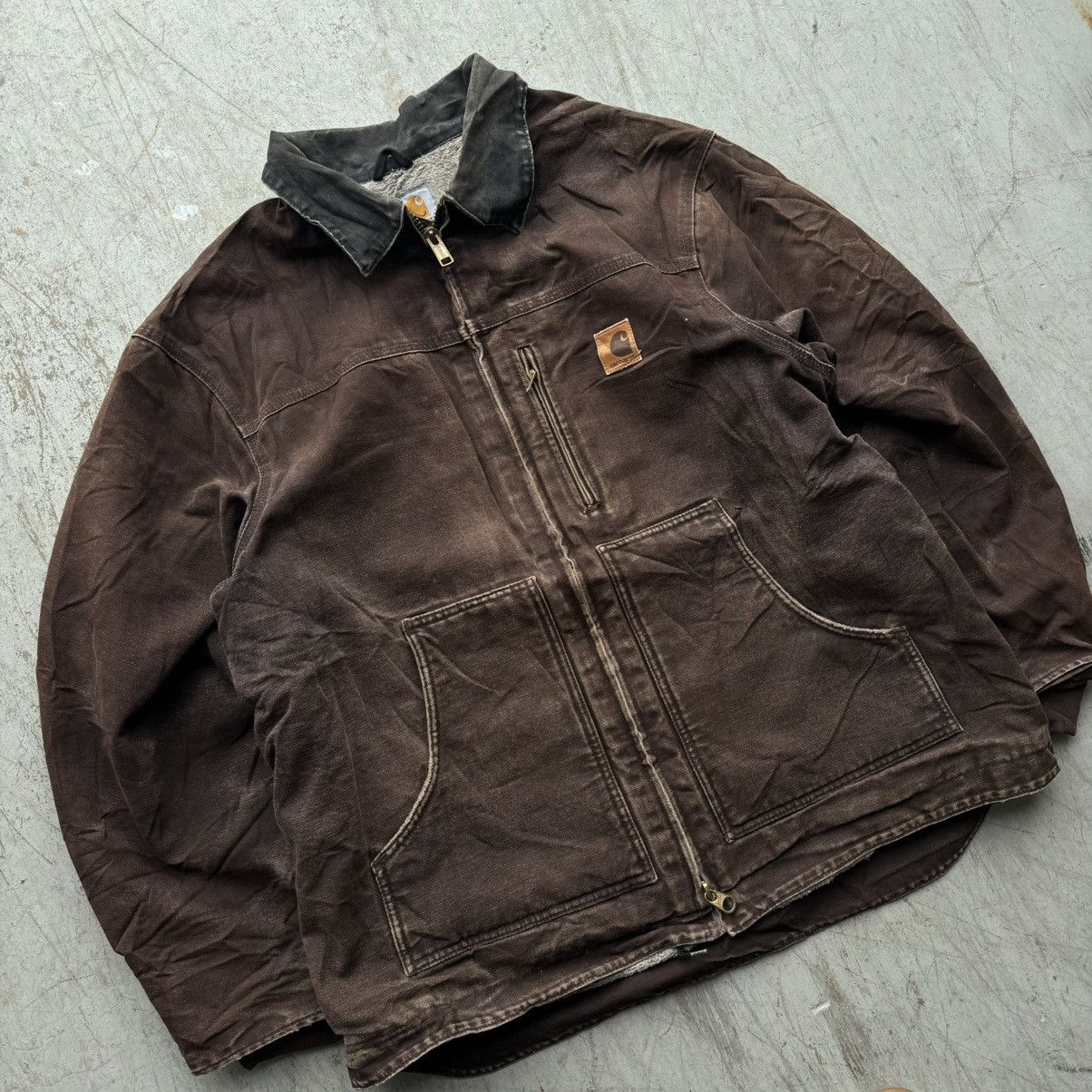 Carhartt × Vintage Carhartt Mocha Brown Distressed Faded Jacket Workwear Size US XL / EU 56 / 4 - 2 Thumbnail