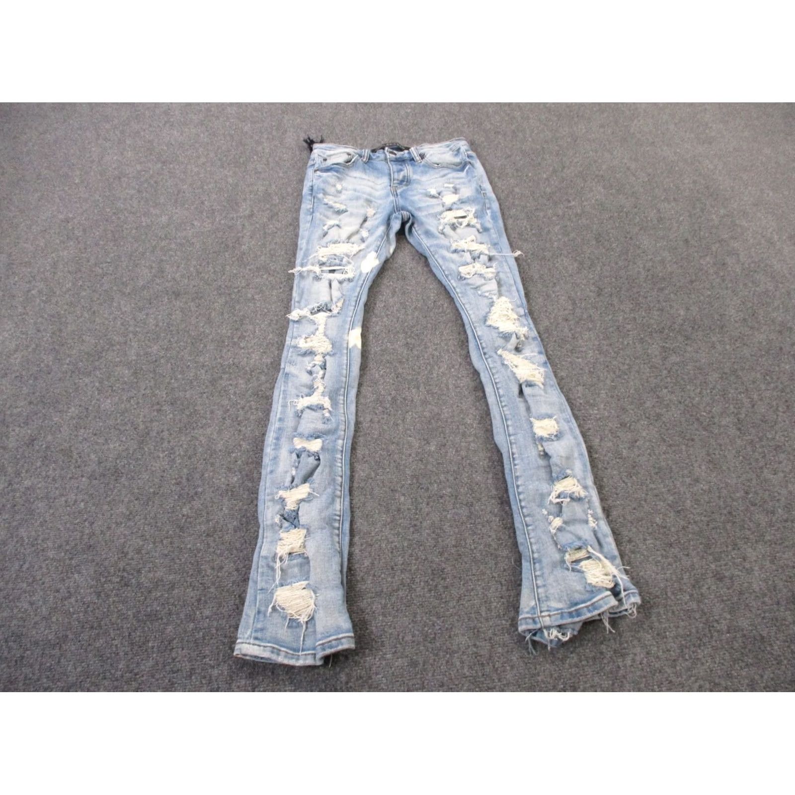 Denime Valabasas Jeans Womens 30 Blue Denim Stretch Casual Skinny Distressed Jeans (5-Pocket) Regular Inseam 34in Mens? Size 28" / US 6 / IT 42 - 2 Thumbnail