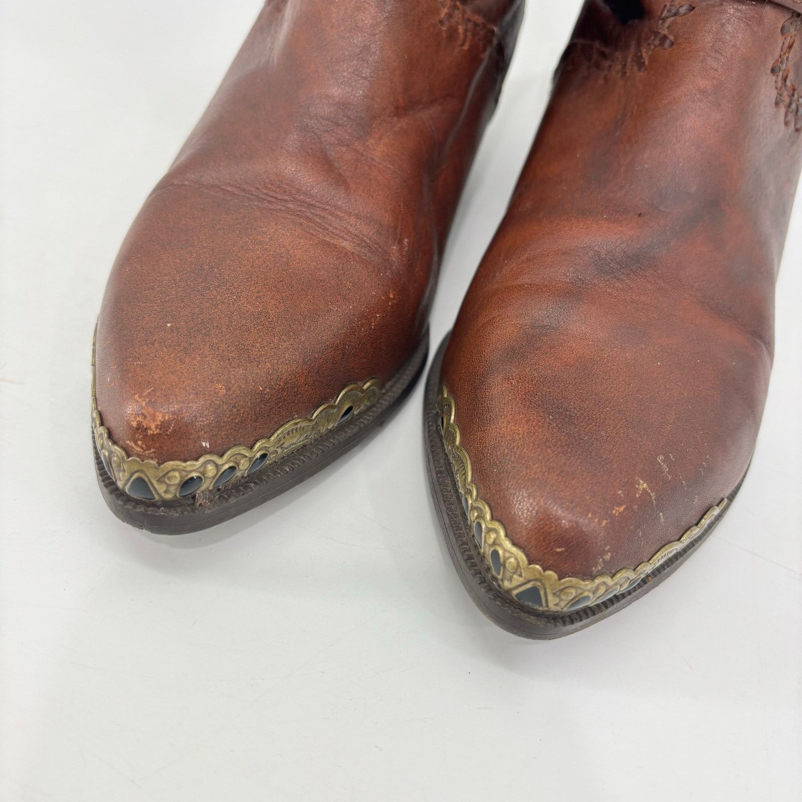 Vintage Zodiac Womens Size 7.5 Western Cowboy Boots Brown Leather Size US 7.5 / IT 37.5 - 12 Thumbnail
