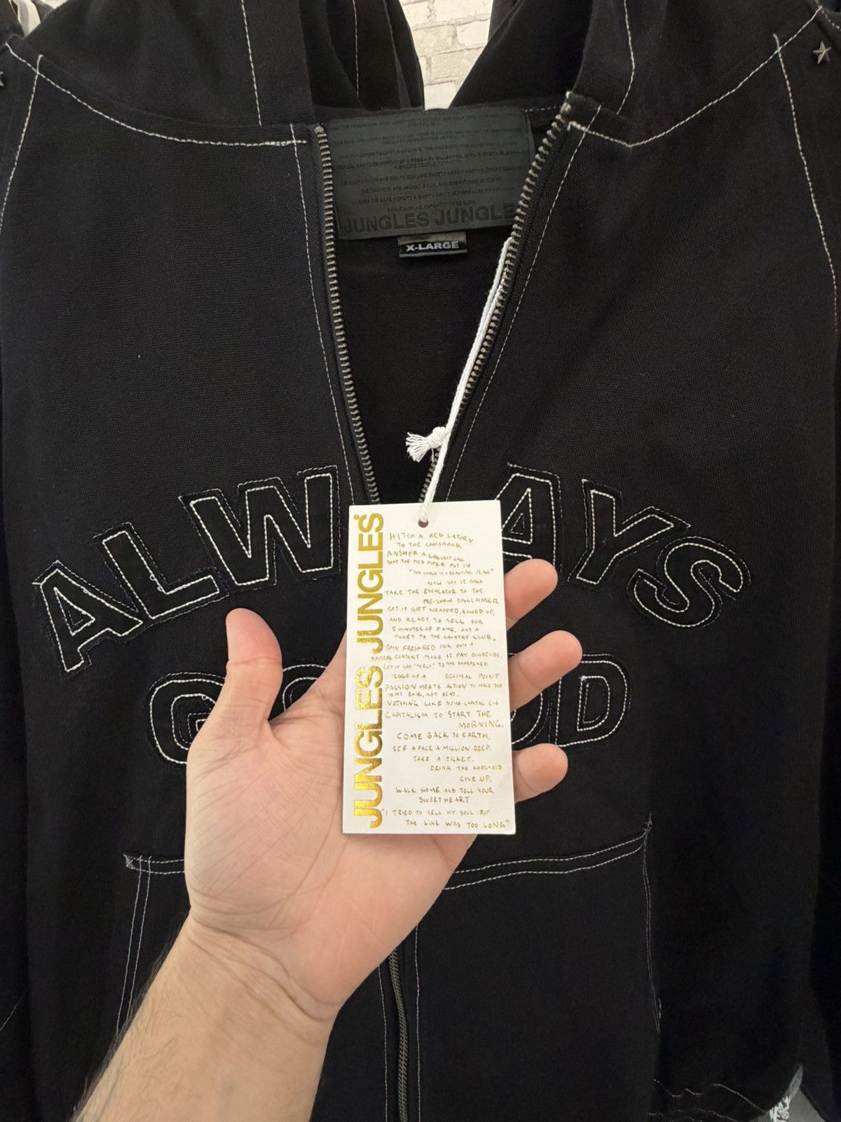 Other Jungles Jungles “ Always Good “ Black Hooded Jacket Size US L / EU 52-54 / 3 - 5 Thumbnail
