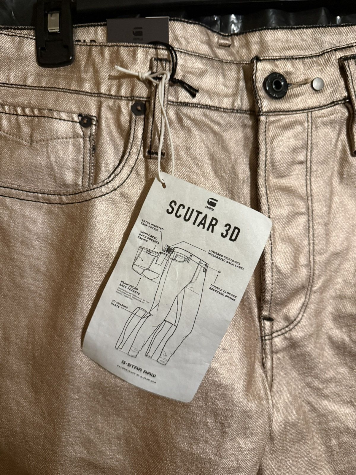G-Star G-Star Metallic Gold Jeans Scutar 3D 30/32 baggy fit NWT Size US 30 / EU 46 - 2 Thumbnail
