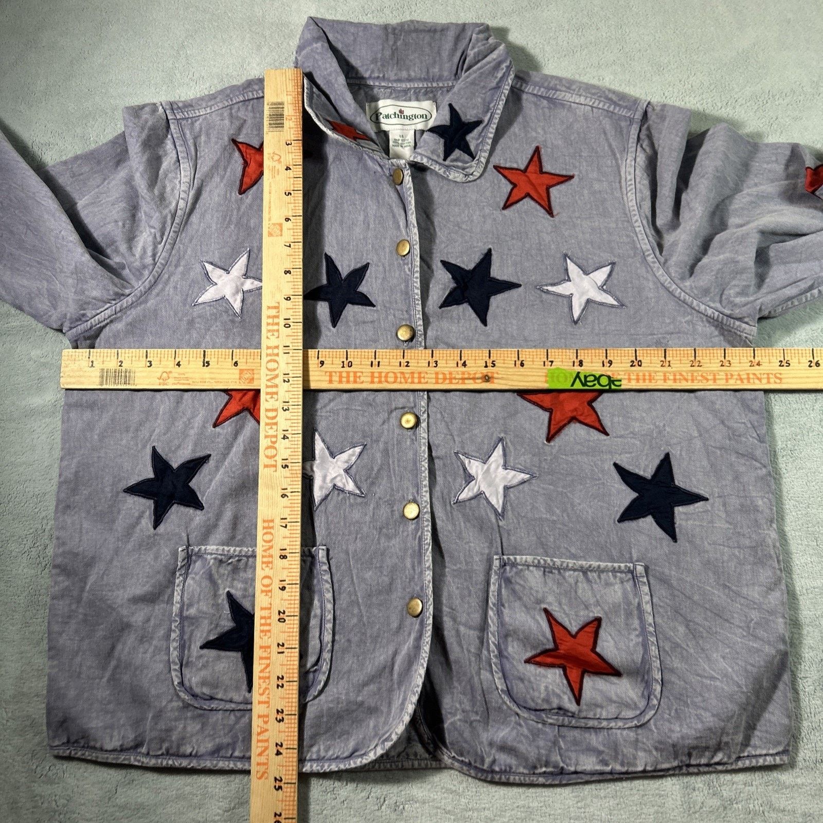 Wrangler Patchwork Denim Shirt Jacket Women Large Retro Rock Stars Size L / US 10 / IT 46 - 12 Thumbnail