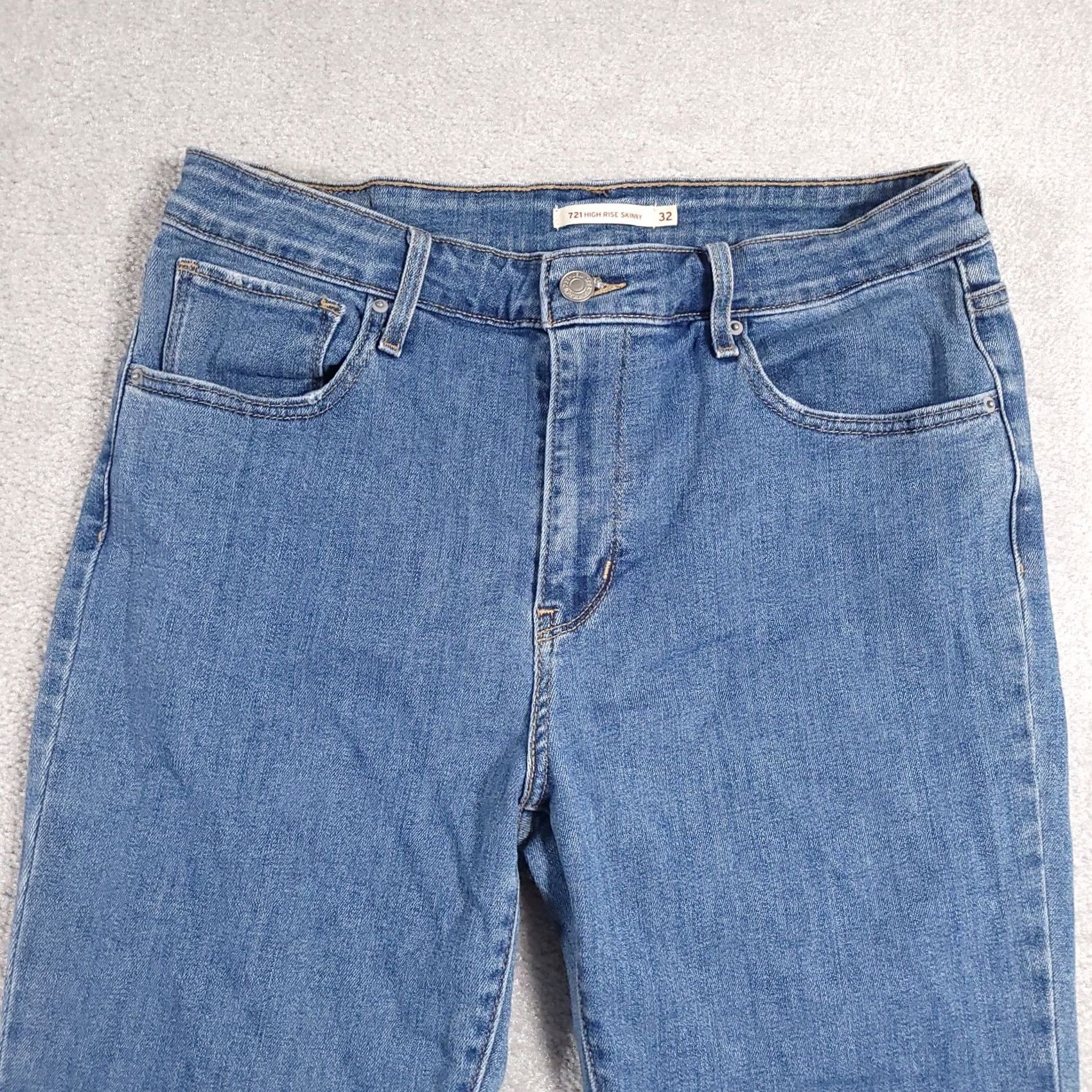 Levi's Levi's 721 High-Rise Skinny Akle Raw Him Dostressed Medium Wash Denim Womens 32 Size ONE SIZE - 3 Thumbnail