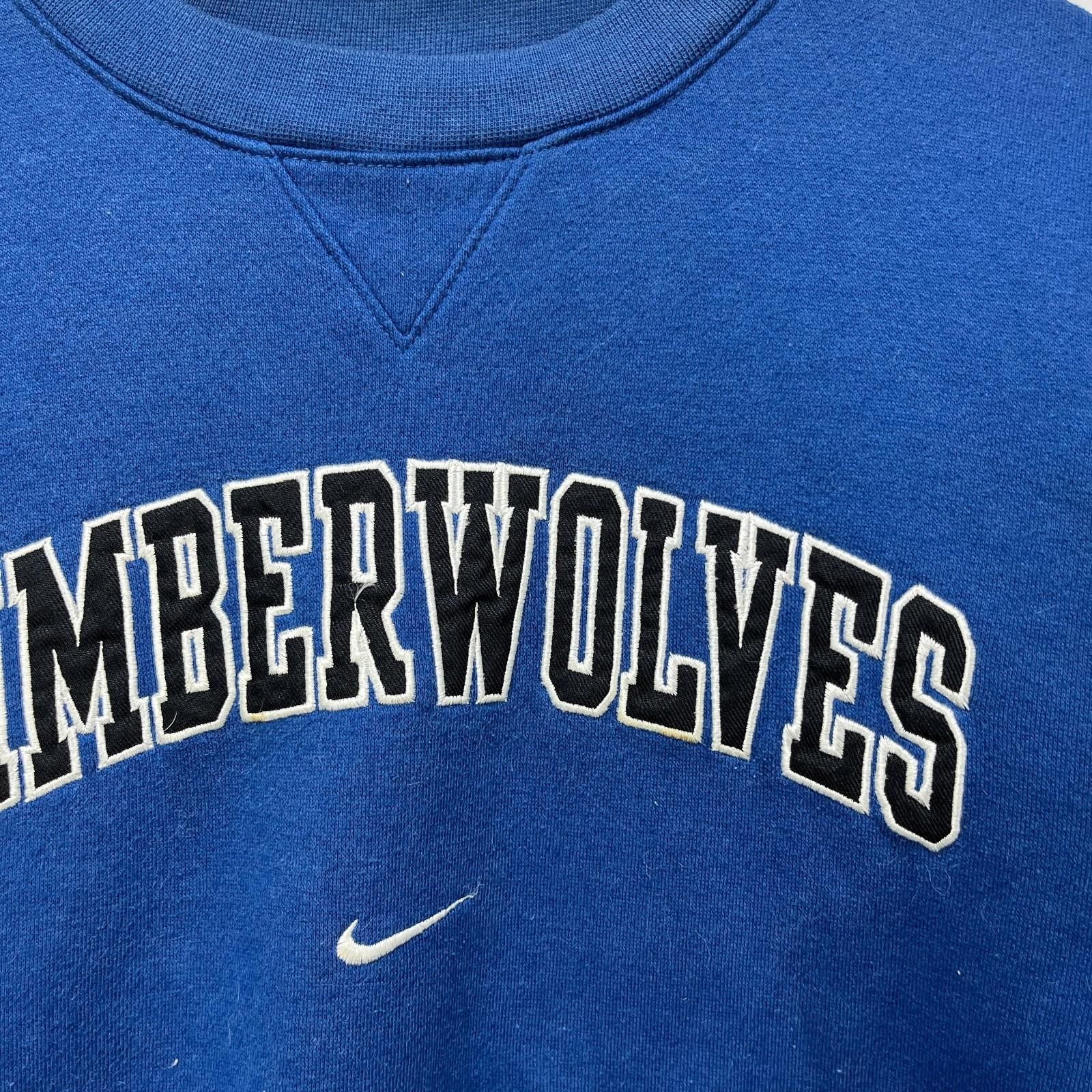 Designer Vintage 90s Nike Minnesota Timberwolves Sweatshirt youth L Size ONE SIZE - 3 Thumbnail