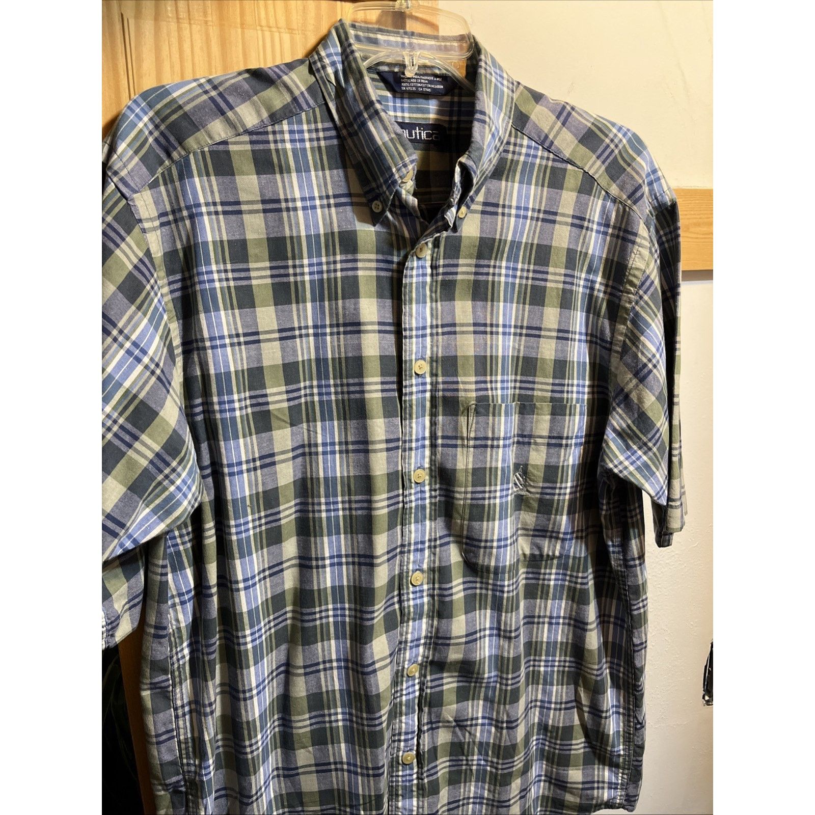 Nautica Nautica VTG Shirt Mens M Blue Green Plaid Button Up SS Size US M / EU 48-50 / 2 - 6 Thumbnail