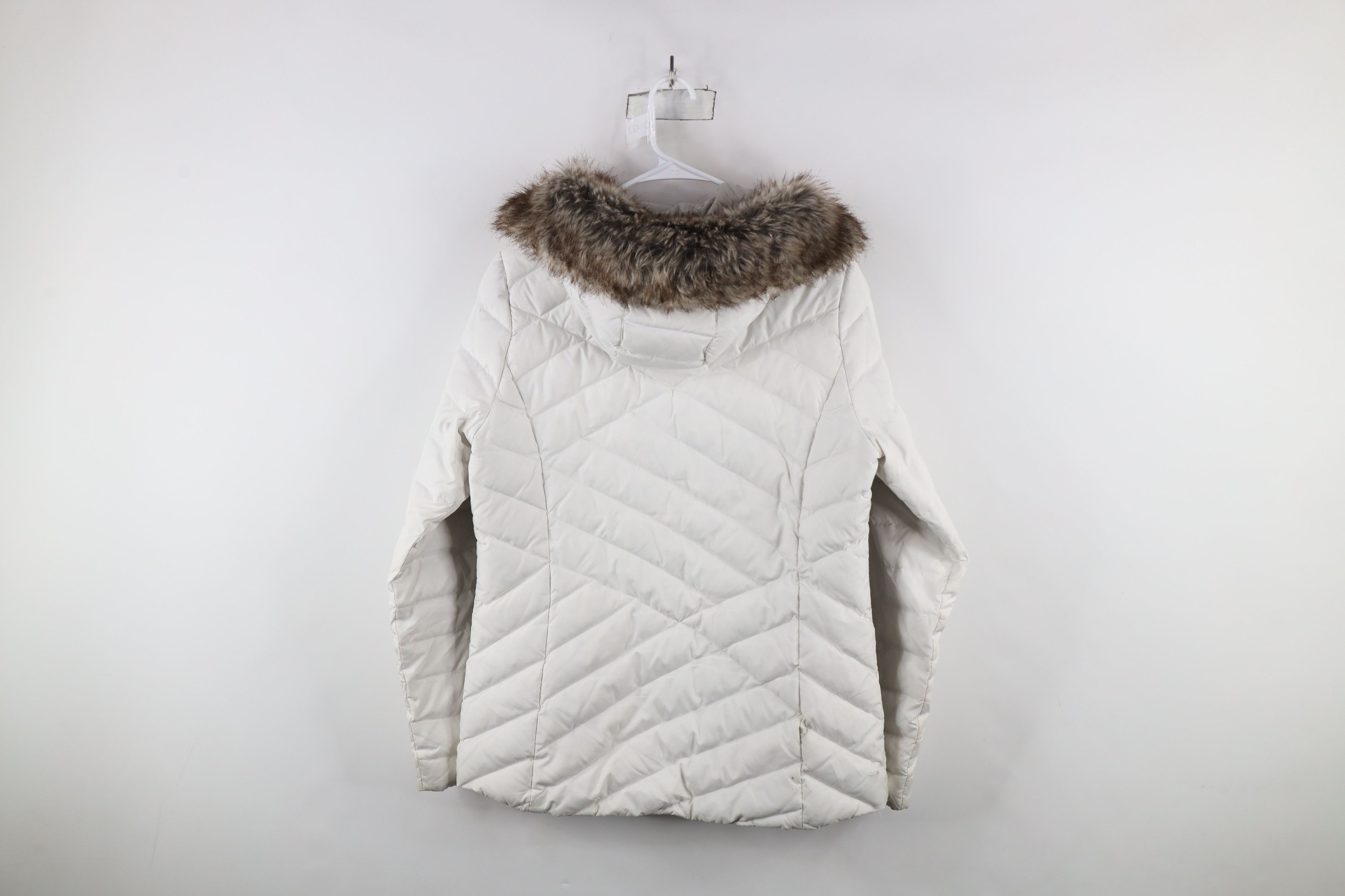Eddie Bauer × Vintage Eddie Bauer Distressed Goose Down Hooded Puffer Jacket White Size L / US 10 / IT 46 - 14 Thumbnail