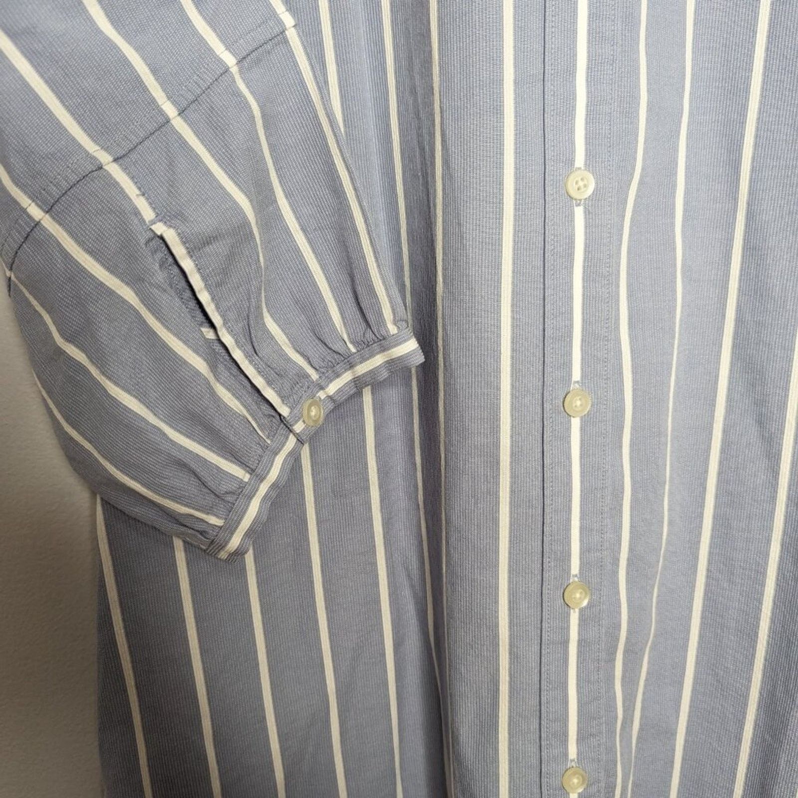 Everlane Everlane Blue White The Cotton Weave Collarless Shirtdress Size XL / US 12-14 / IT 48-50 - 7 Thumbnail