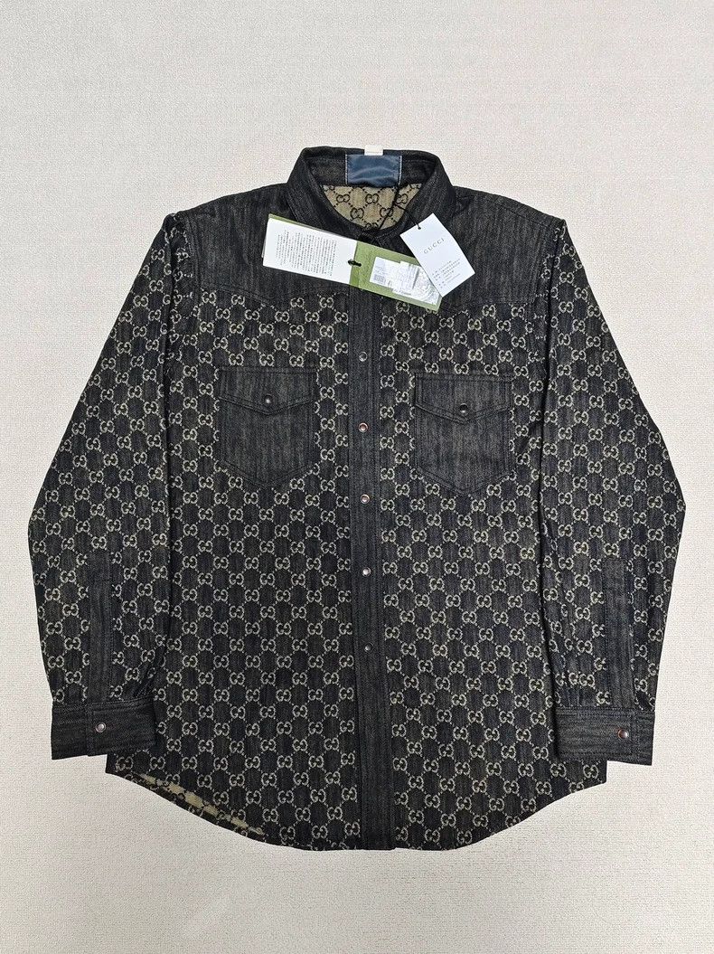 Gucci Gucci Printed Denim Long Sleeve Shirt-dmc Size US M / EU 48-50 / 2 - 1 Thumbnail