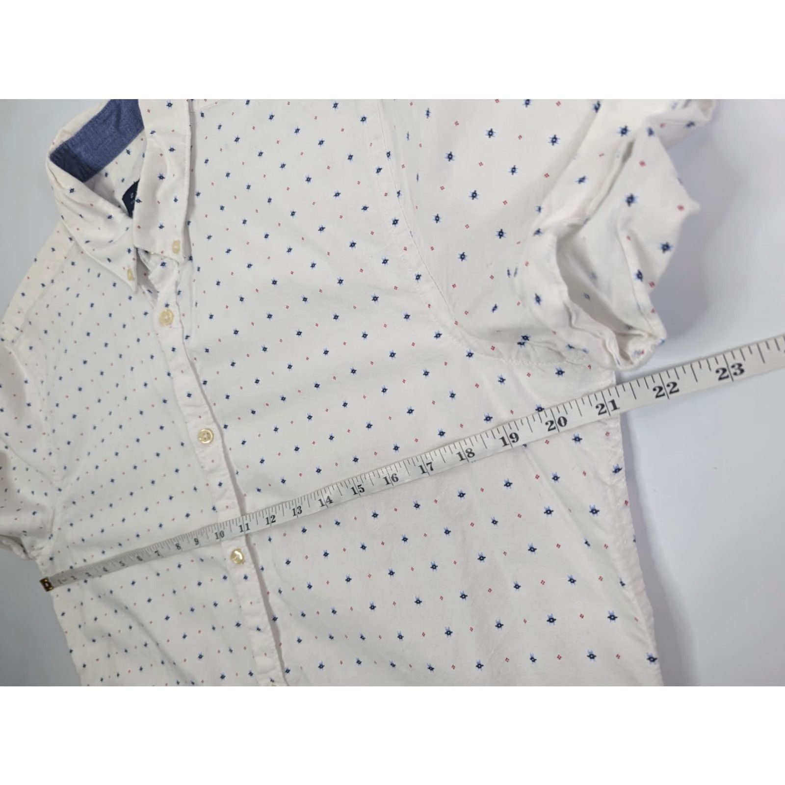 Zara ZARA Man Slim Fit Shirt Short Sleeve Button White Blue Red Dots Print Size US L / EU 52-54 / 3 - 4 Thumbnail