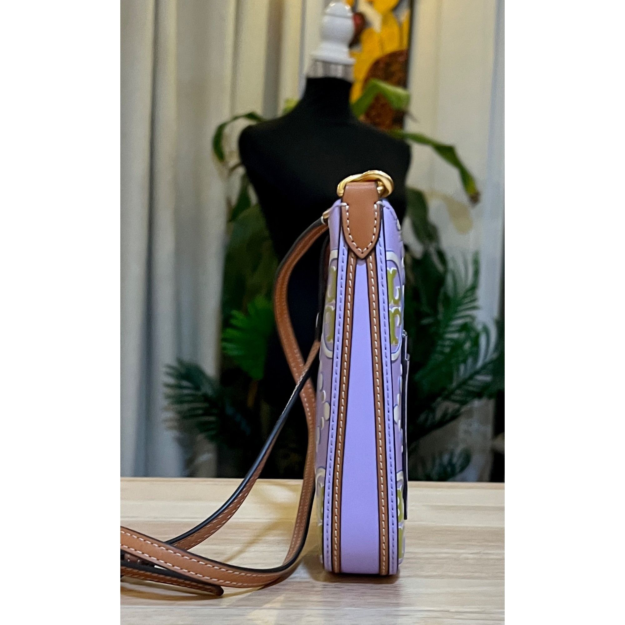 Tory Burch ✺✺ AUTHENTIC TORY BURCH PURPLE & GREEN EMBOSSED CROSSBODY ✺✺ Size ONE SIZE - 2 Thumbnail