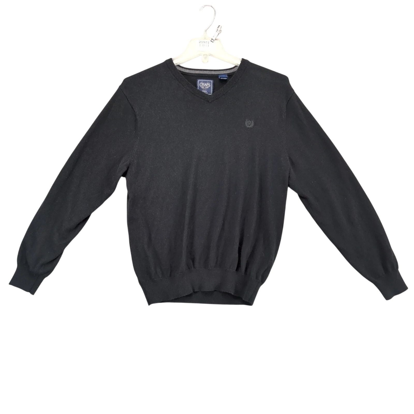 Chaps Chaps Cotton Cashmere Black V-Neck Sweater Men's L Crest Size US L / EU 52-54 / 3 - 1 Thumbnail