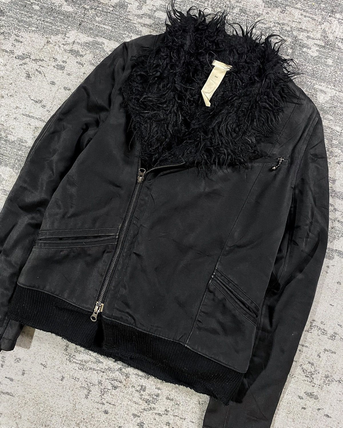 Helmut Lang 2000s Tornado Mart Asymmetric Fur Astro Biker y2k Lgb Ifsix Size US M / EU 48-50 / 2 - 6 Thumbnail